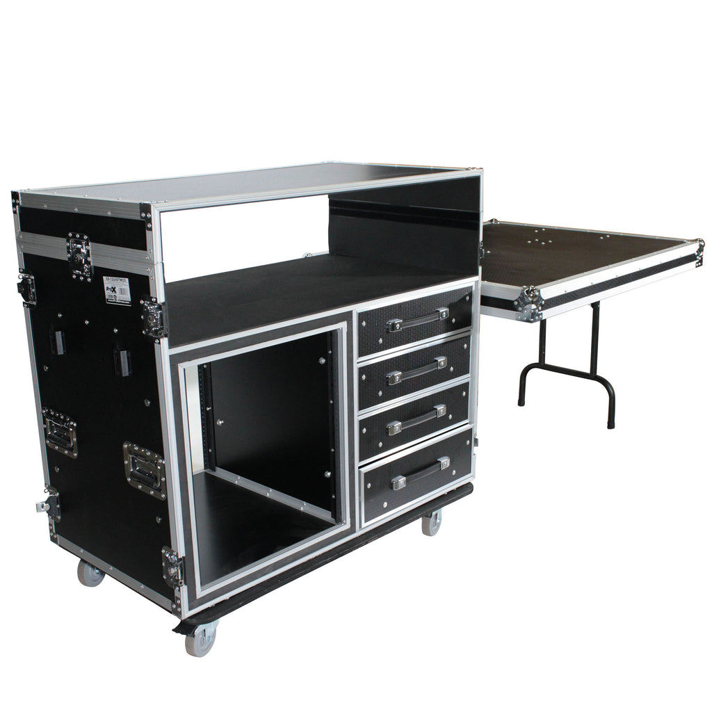ATA Flight Style Mixing Console Case 12U Shockproof Rack (2) Side Tables