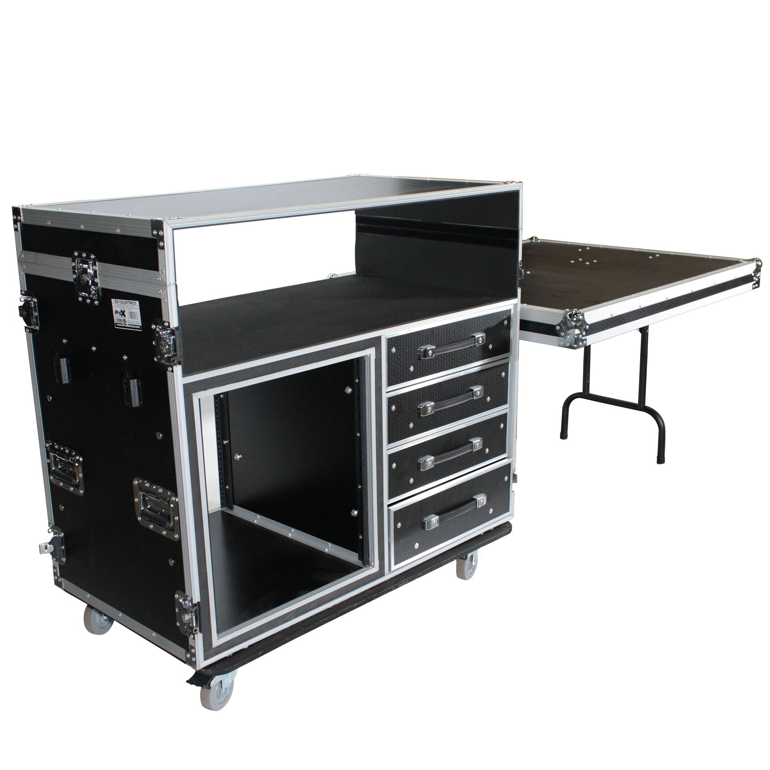 ATA Flight Style Mixing Console Case 12U Shockproof Rack (2) Side Tables