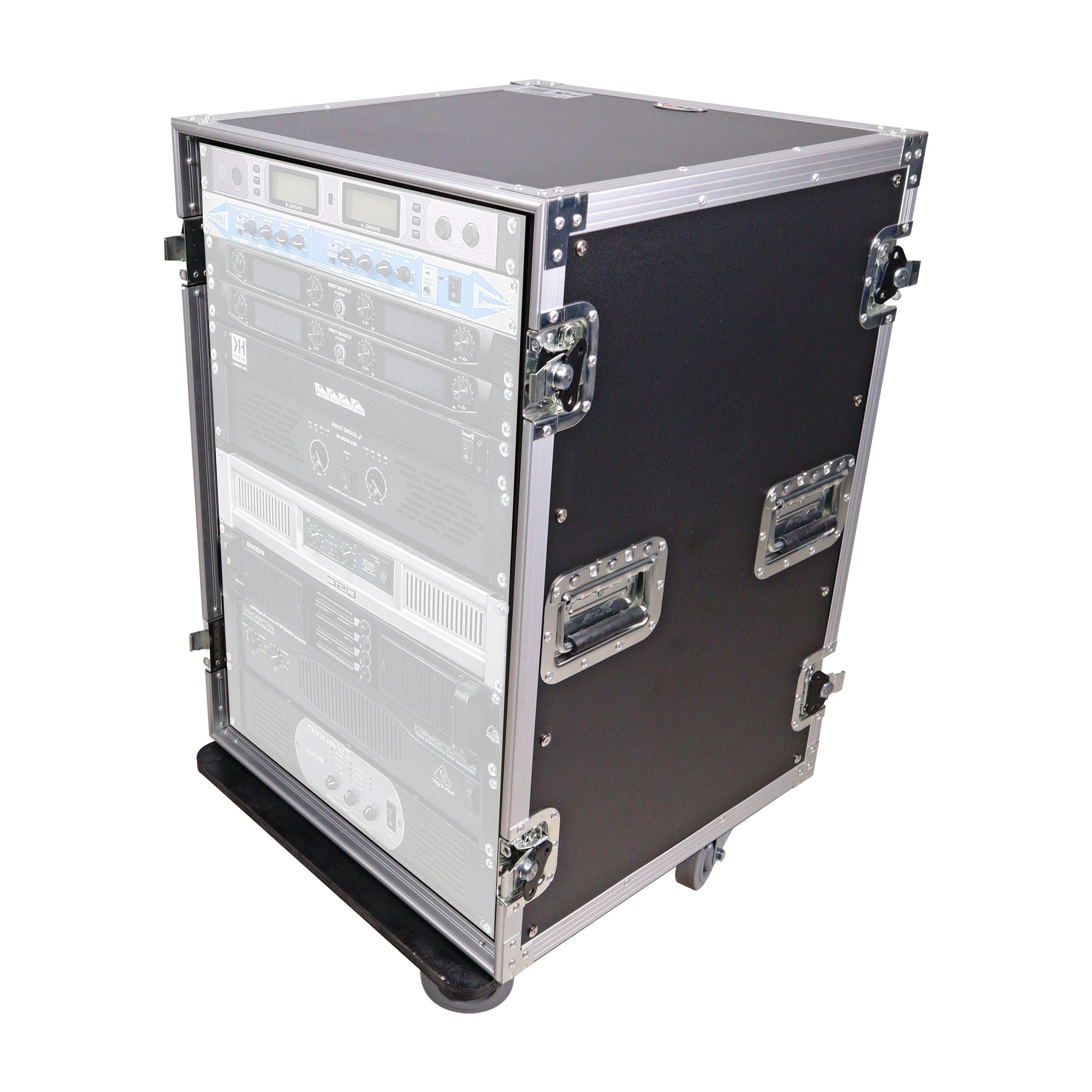 14U Vertical Amp Rack Mount Flight Case with Caster Wheels