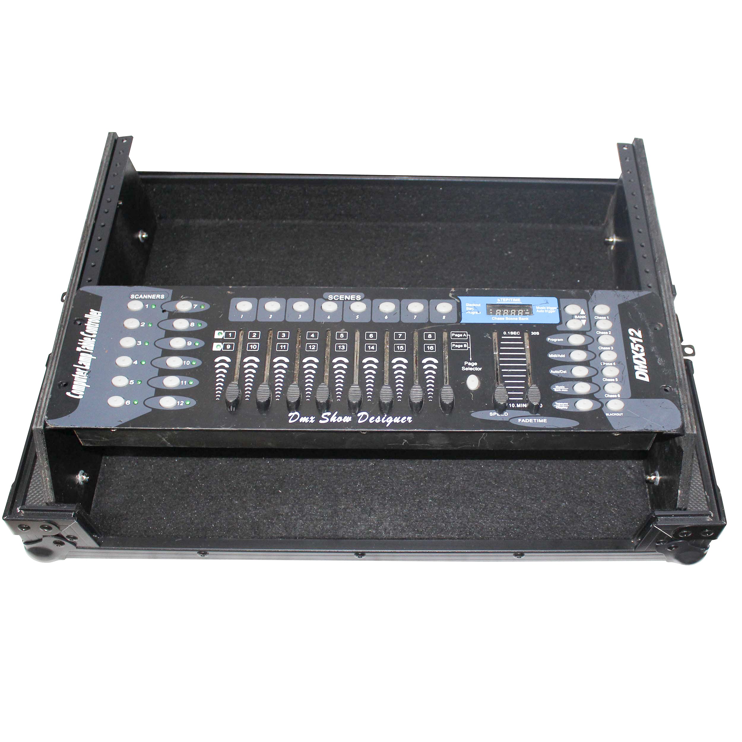 Flight Case for Gemini CDM-4000 19" Mixer W-7U Slant Rack Mount W-Removable Front Panel | Black on Black