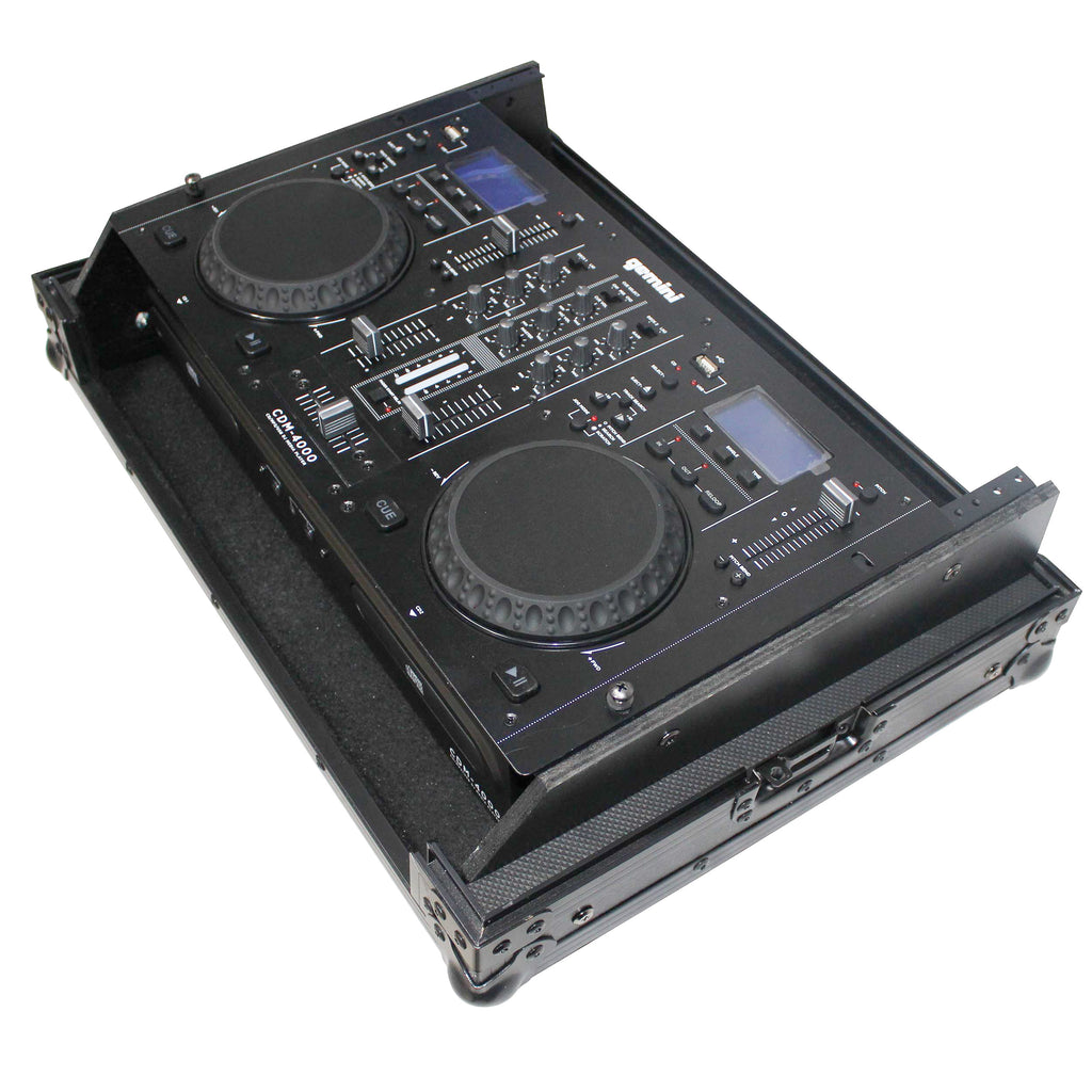 Flight Case for Gemini CDM-4000 19" Mixer W-7U Slant Rack Mount W-Removable Front Panel | Black on Black
