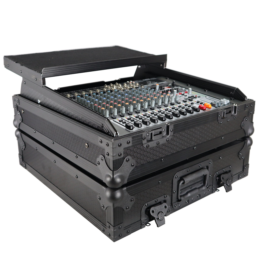 10U Top Mount 19" Slanted Black on Black Mixer Case