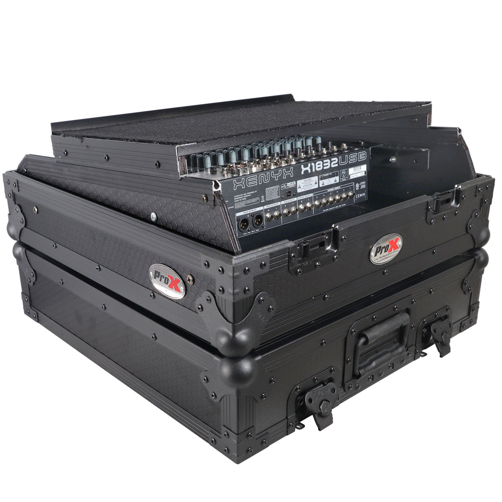 10U Top Mount 19" Slanted Black on Black Mixer Case