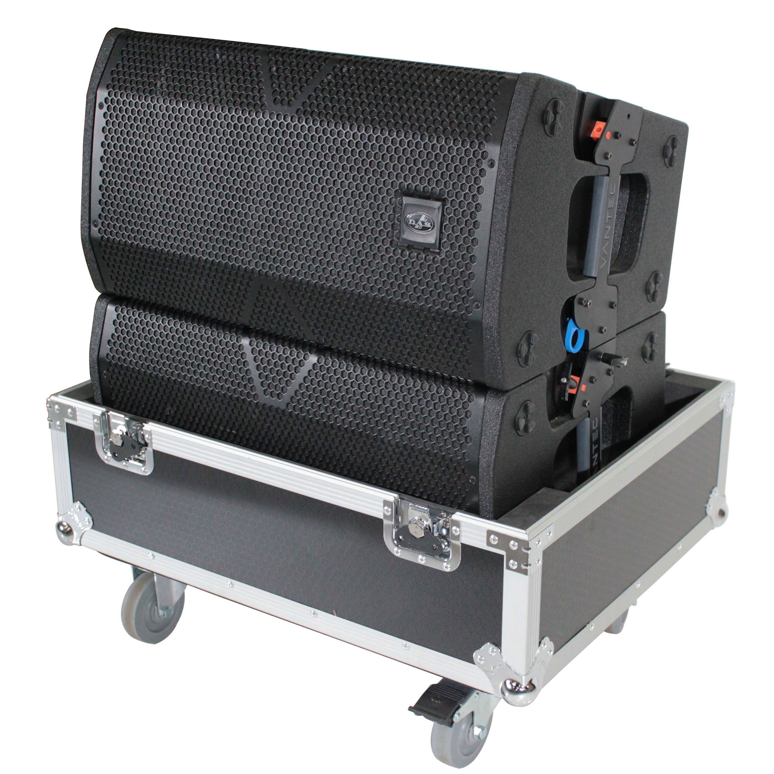 Universal ATA Dual Speaker Flight Case fits 28x26x20 in. 2x RCF HDL10 HDL28, DAS VANTEC 20A