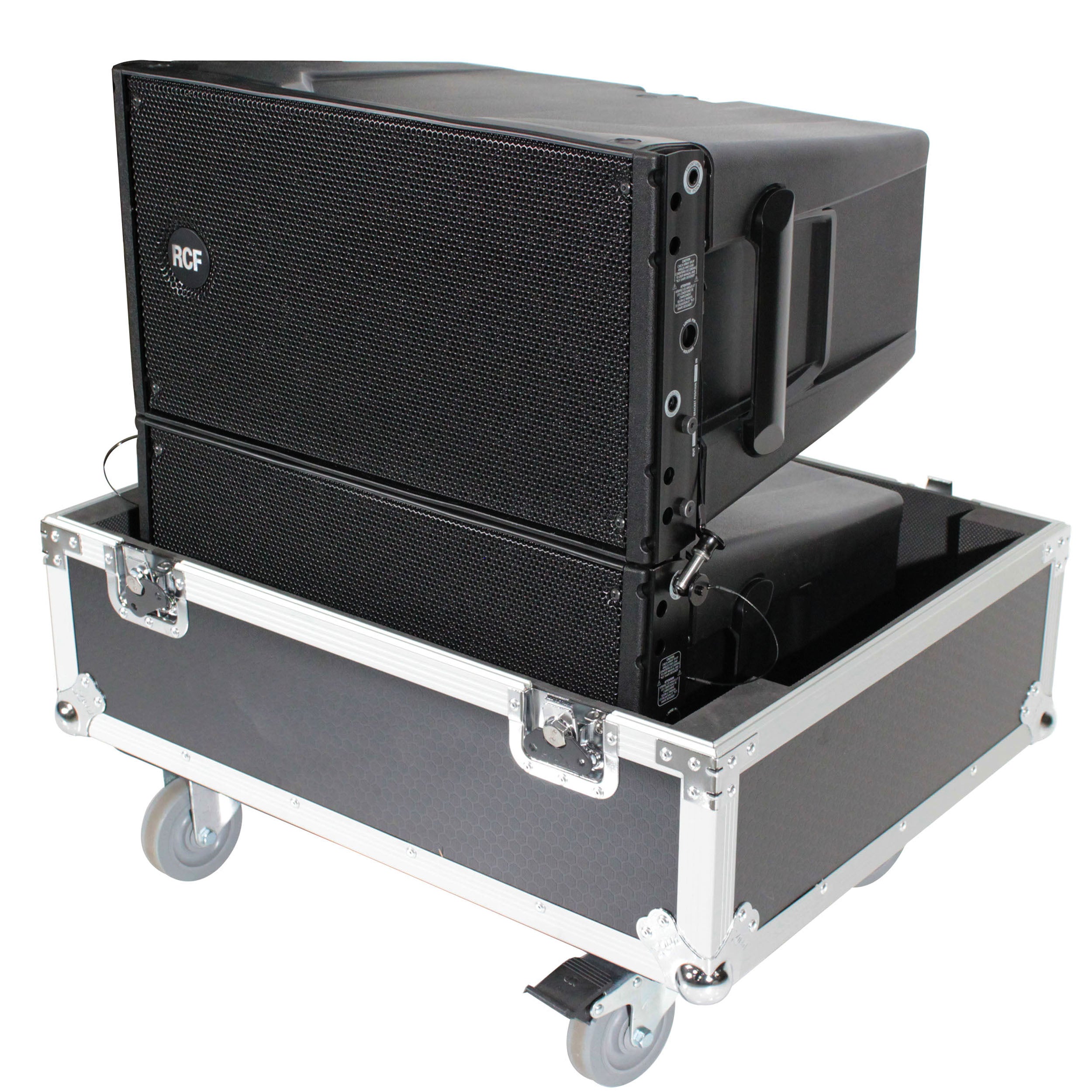 Universal ATA Dual Speaker Flight Case fits 28x26x20 in. 2x RCF HDL10 HDL28, DAS VANTEC 20A