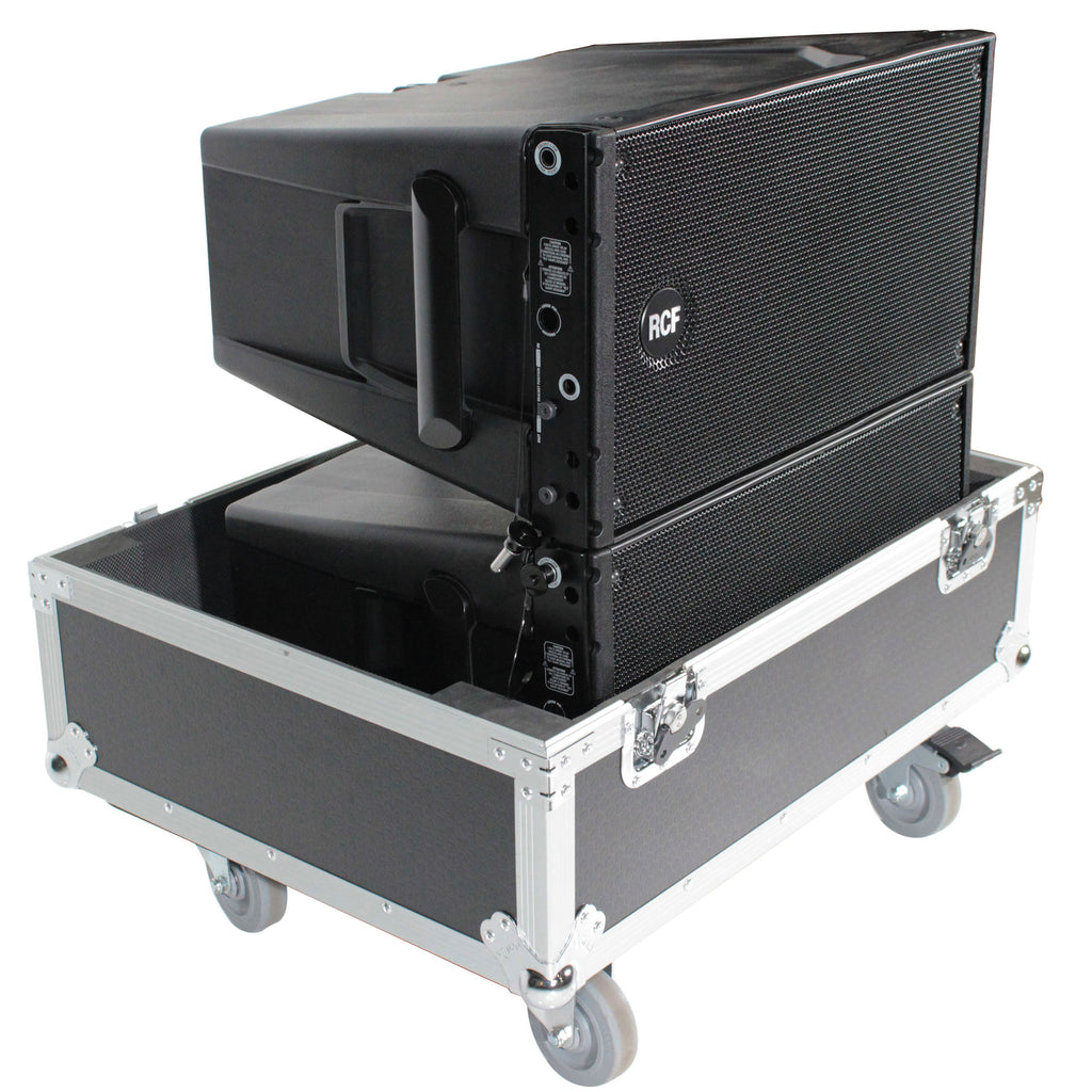 Fits 2x RCF HDL 10-A Line Array Speakers Flight Case with 4 inch Wheels