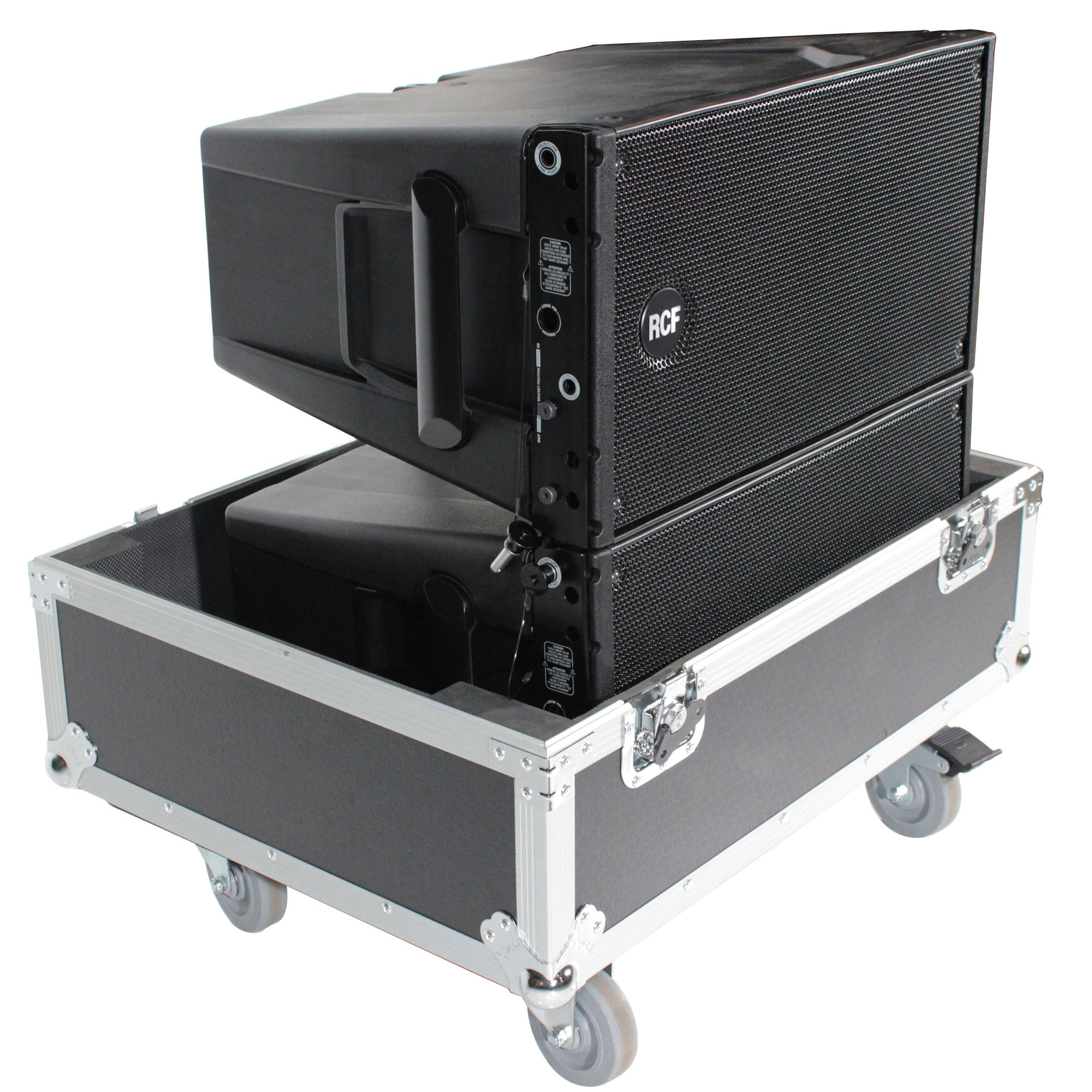 Fits 2x RCF HDL 10-A Line Array Speakers Flight Case with 4 inch Wheels