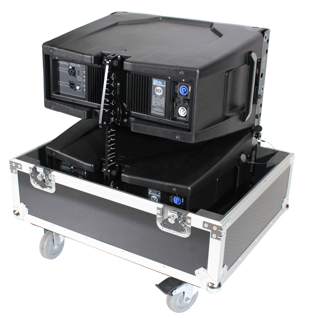 Fits 2x RCF HDL 10-A Line Array Speakers Flight Case with 4 inch Wheels