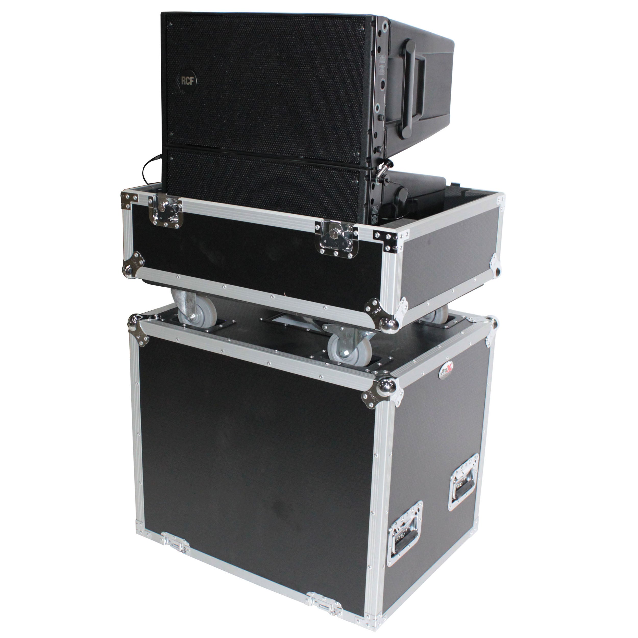 Universal ATA Dual Speaker Flight Case fits 28x26x20 in. 2x RCF HDL10 HDL28, DAS VANTEC 20A