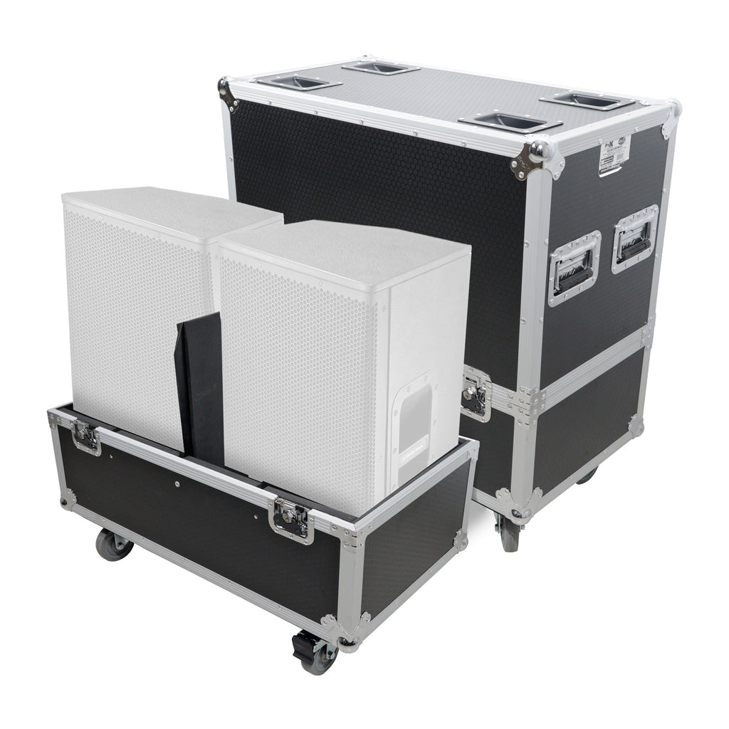 Universal ATA Dual Speaker Flight Case for 2x QSC K12 JBL PRX812 2x Speakers and similar size speakers 25x15x15 in.