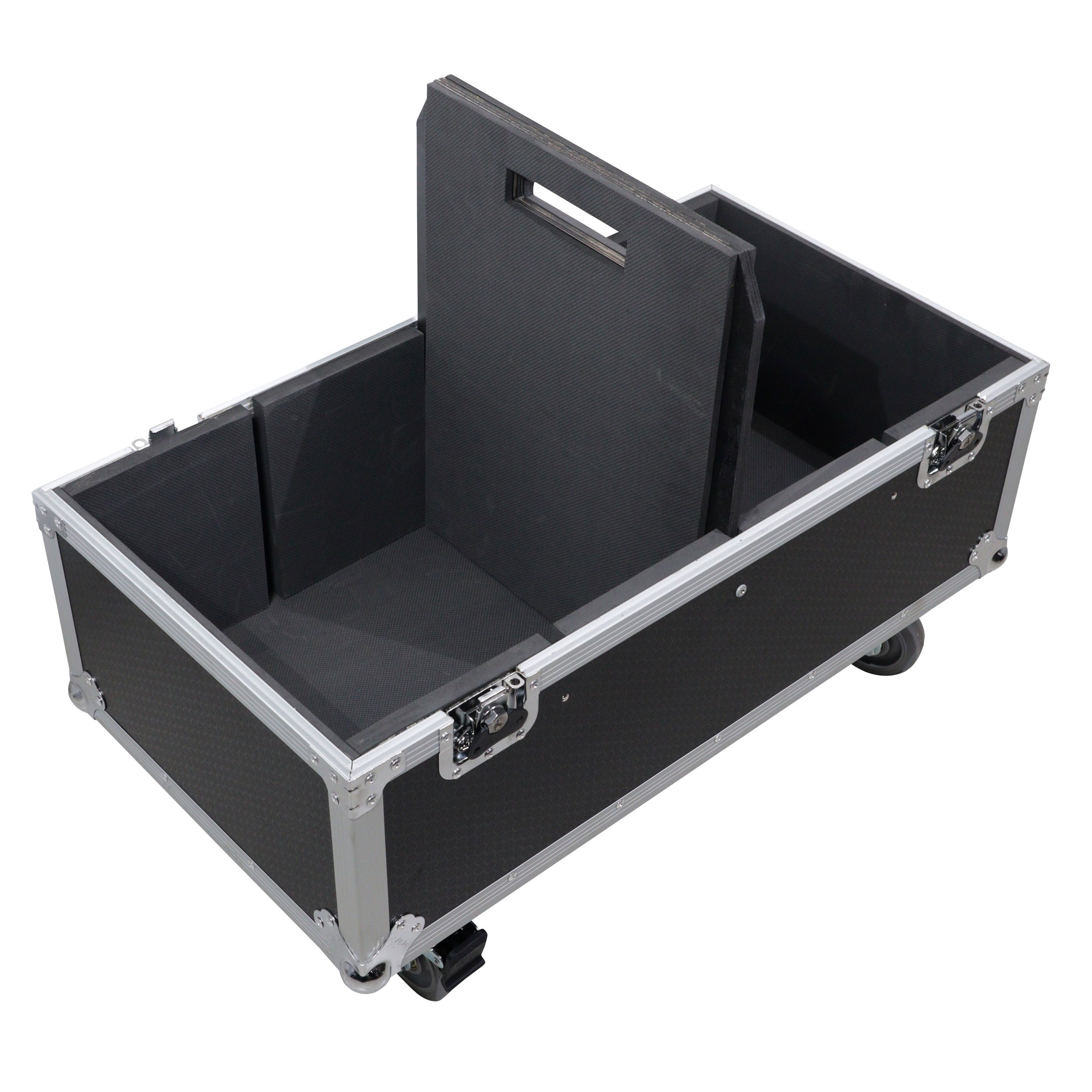 Universal ATA Dual Speaker Flight Case for 2x QSC K12 JBL PRX812 2x Speakers and similar size speakers 25x15x15 in.