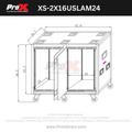 2X16U 24" Deep Vertical Rack to Rack Shock Mount Case with 2 Sliding Slam Doors & 6x4" Caster Wheels