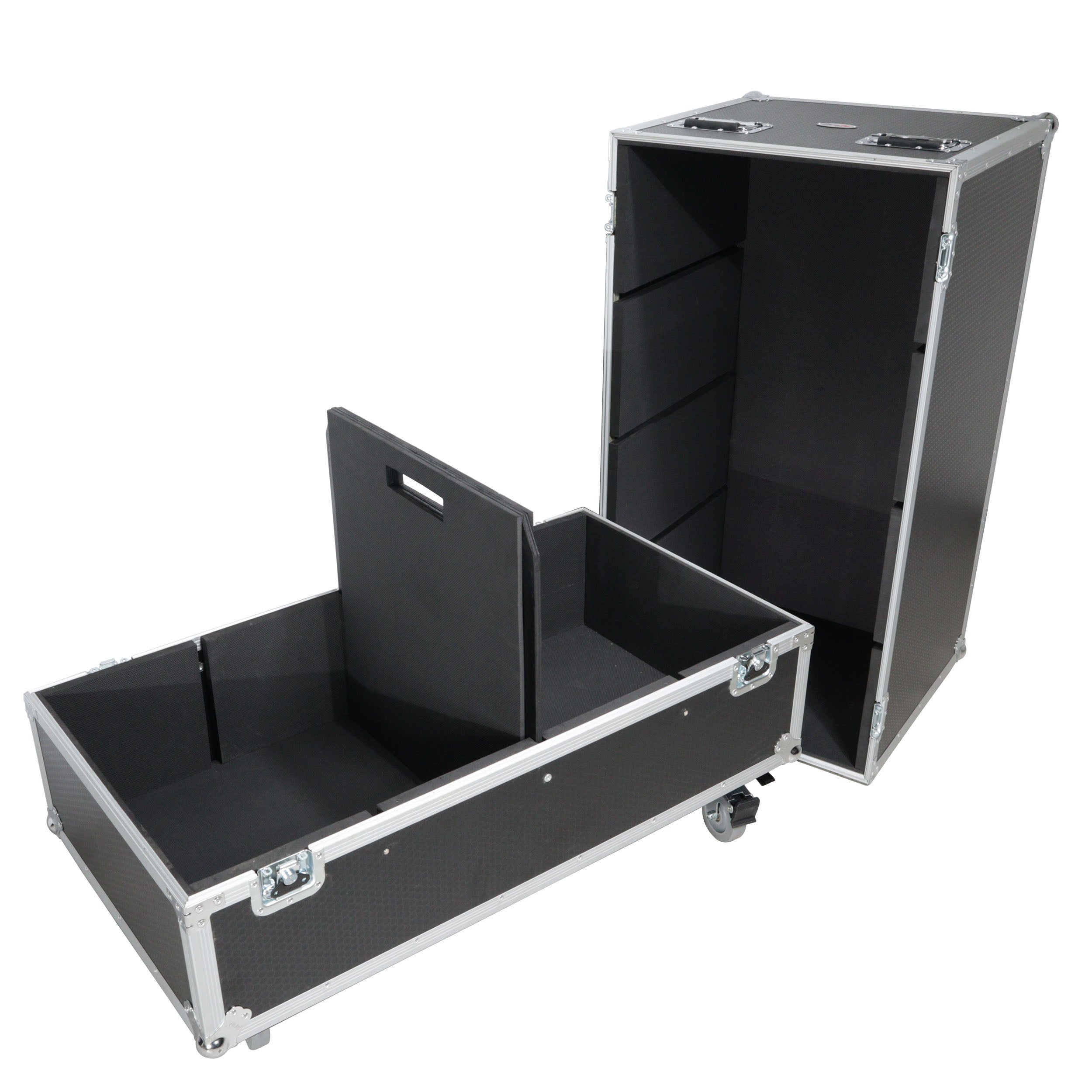 Universal Dual ATA Speaker Flight Case Fits 2 pcs 28x20x20 inch speakers, Two JBL SRX 815P and Similar Sized Speakers