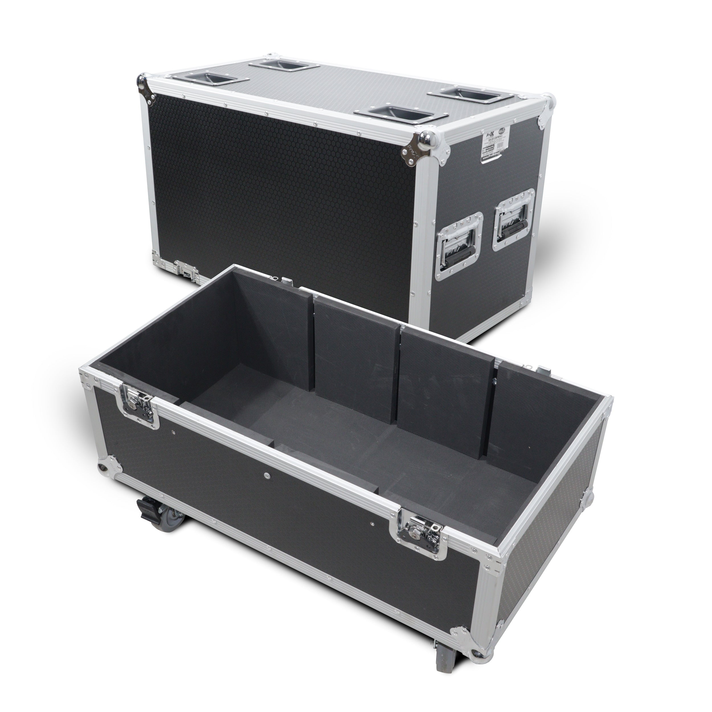 Universal ATA Dual Speaker Flight Case for 2x QSC K12 JBL PRX812 2x Speakers and similar size speakers 25x15x15 in.