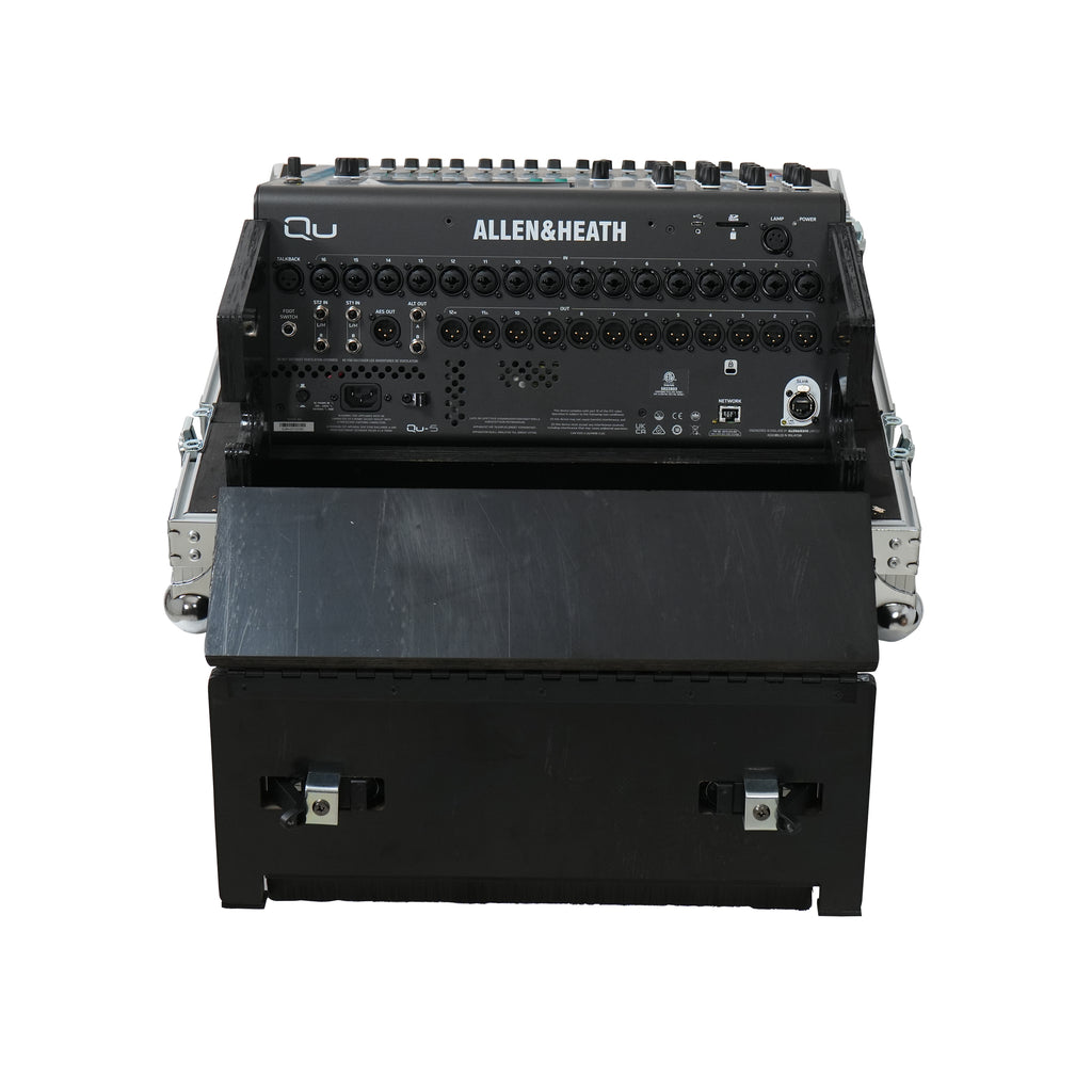 ATA Digital Audio Mixer Flight Case for Allen & Heath QU5 Console with Doghouse compartment and 4x Caster wheels