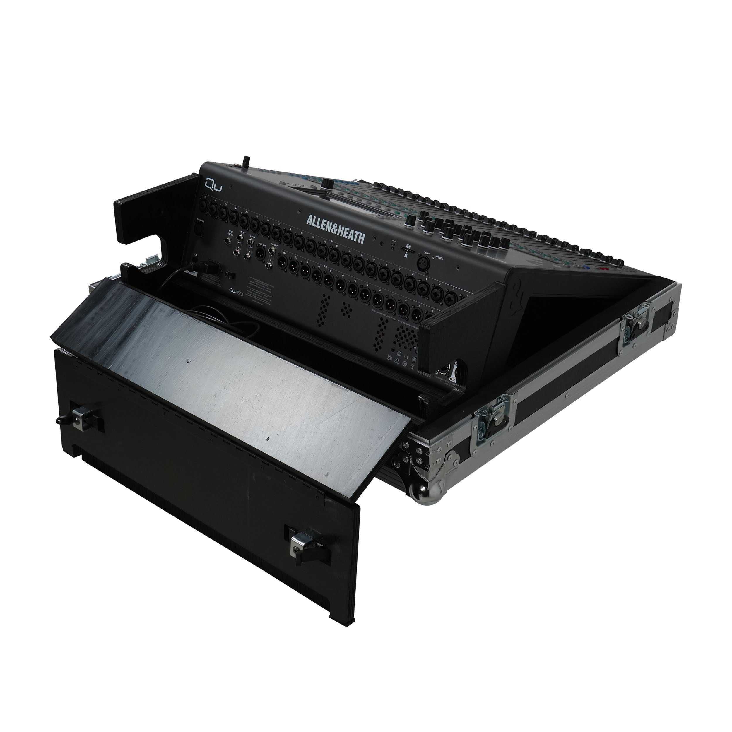 ATA Digital Audio Mixer Flight Case for Allen & Heath QU6 Console with Doghouse compartment and 4x Caster wheels