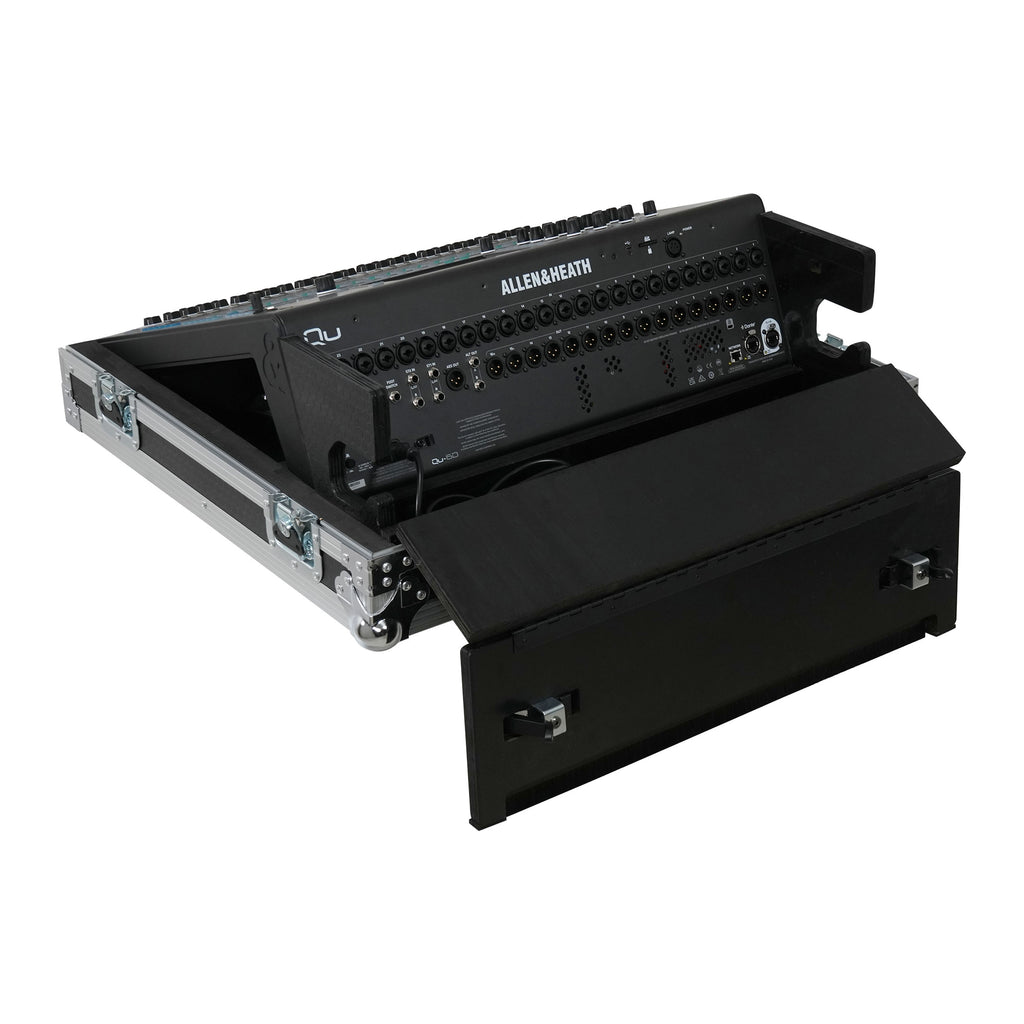 ATA Digital Audio Mixer Flight Case for Allen & Heath QU6 Console with Doghouse compartment and 4x Caster wheels