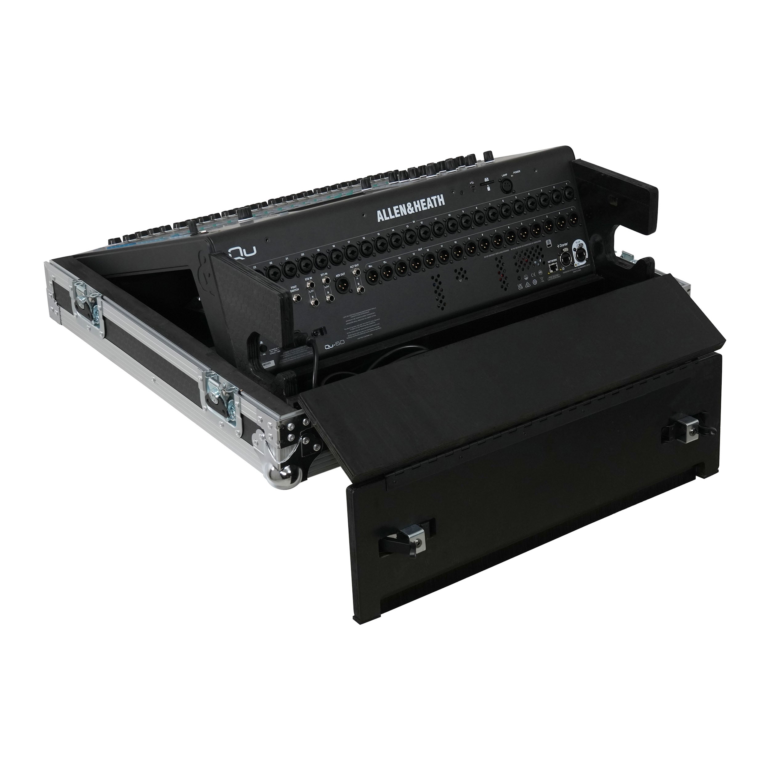 ATA Digital Audio Mixer Flight Case for Allen & Heath QU6 Console with Doghouse compartment and 4x Caster wheels