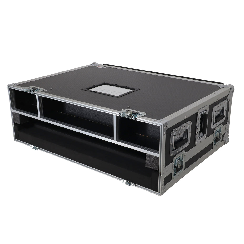 ATA Digital Audio Mixer Flight Case for Allen & Heath QU7 Console with Doghouse compartment and 4x Caster wheels