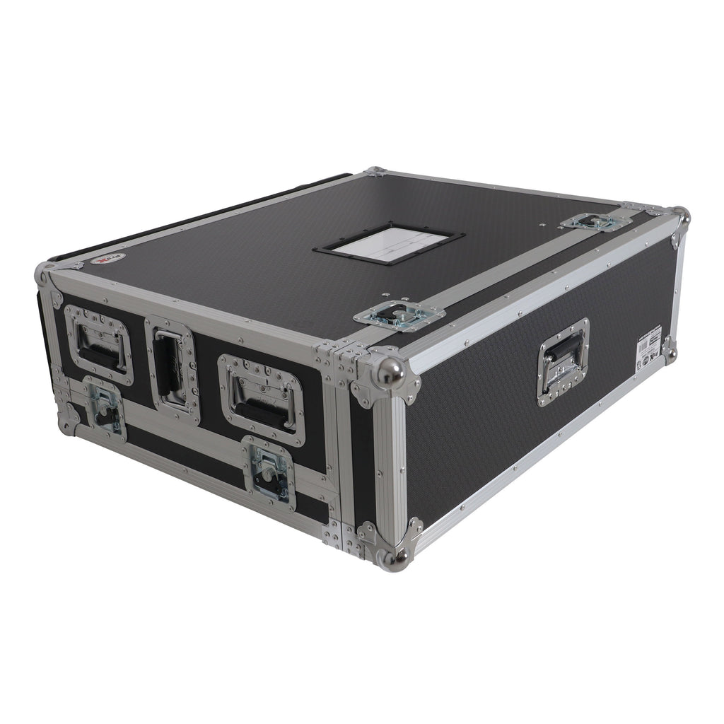 ATA Digital Audio Mixer Flight Case for Allen & Heath QU7 Console with Doghouse compartment and 4x Caster wheels
