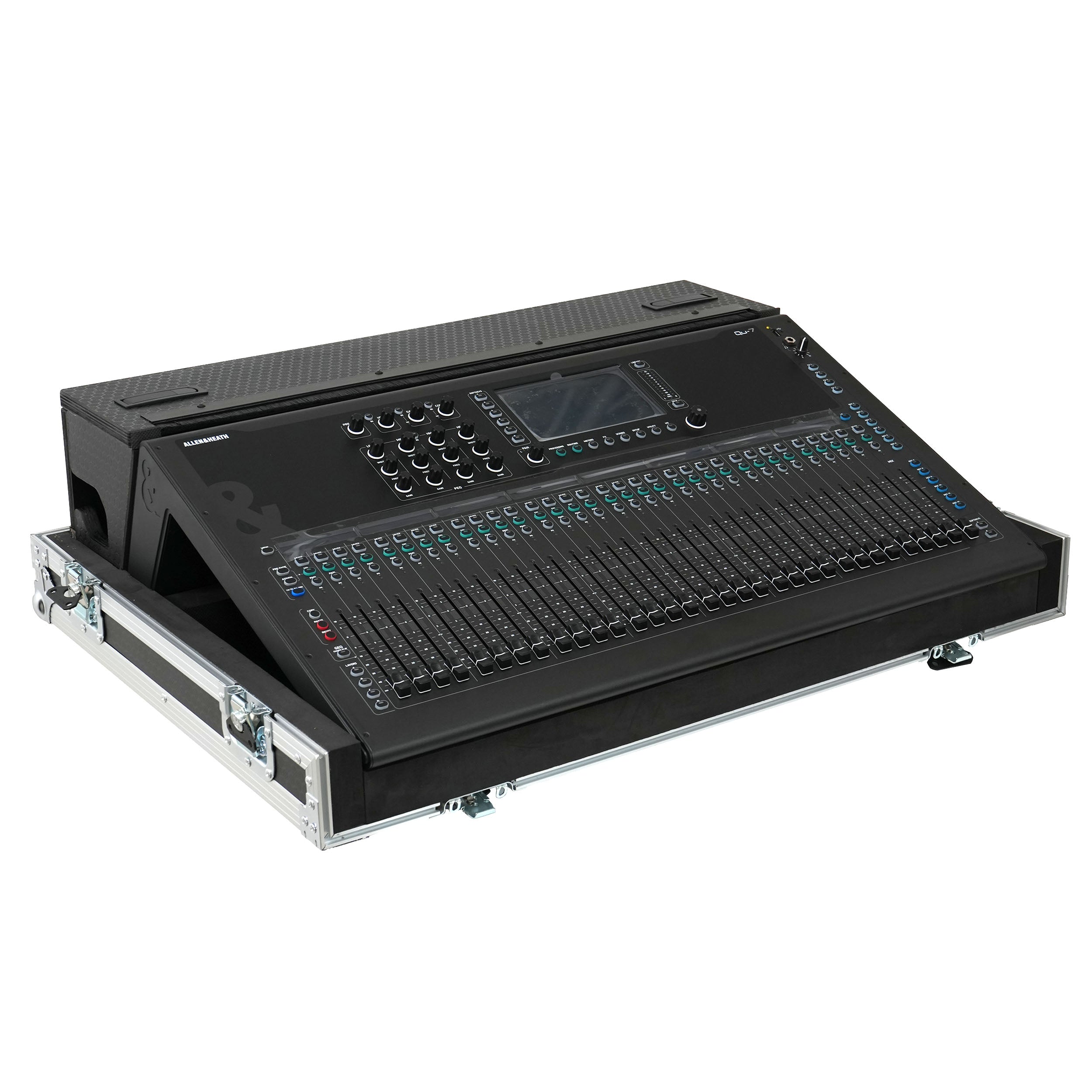 ATA Digital Audio Mixer Flight Case for Allen & Heath QU7 Console with Doghouse compartment and 4x Caster wheels