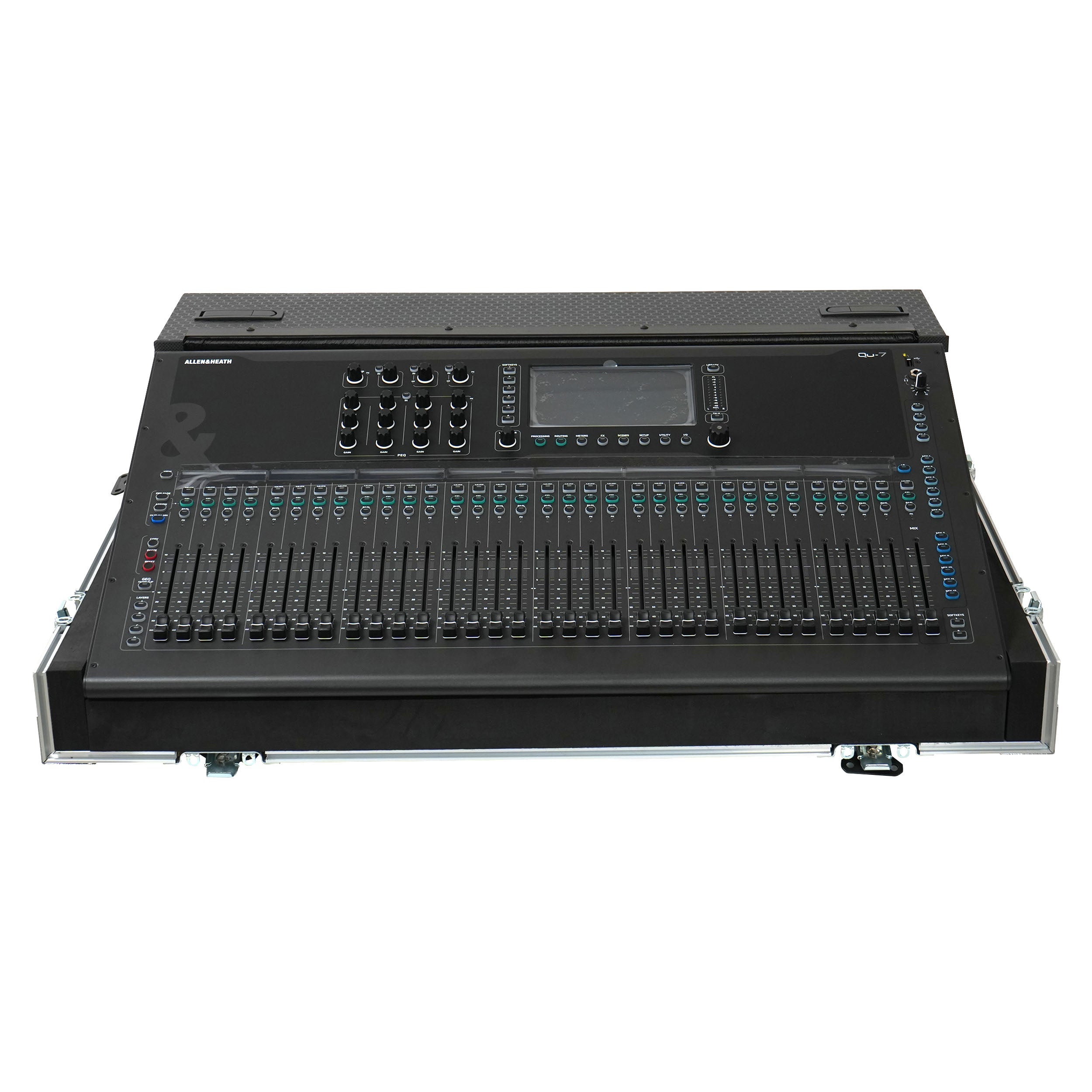 ATA Digital Audio Mixer Flight Case for Allen & Heath QU7 Console with Doghouse compartment and 4x Caster wheels