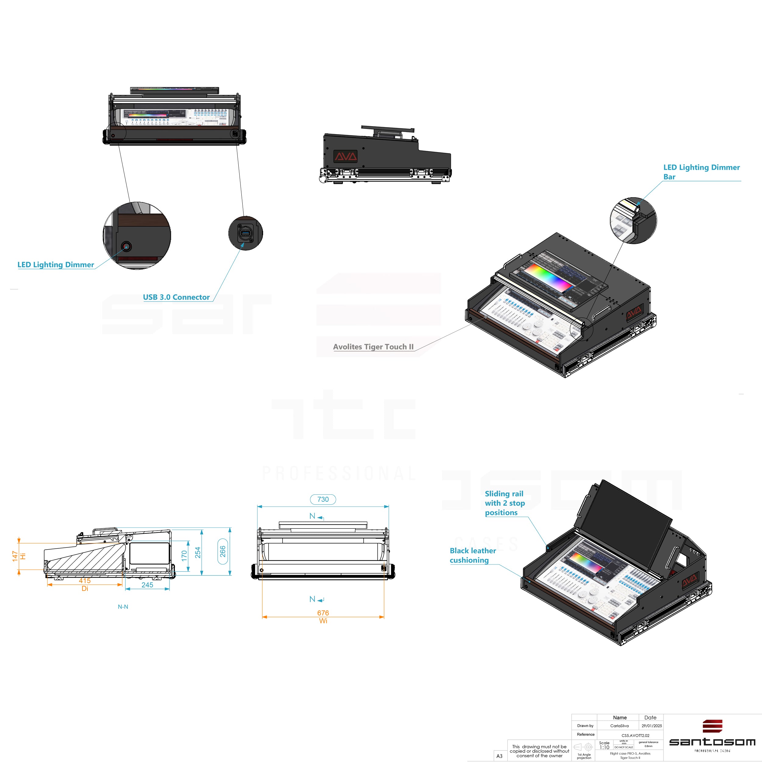 Flight case for AVOLITES Tiger Touch II Lighting controller with 4x casters by Santosom