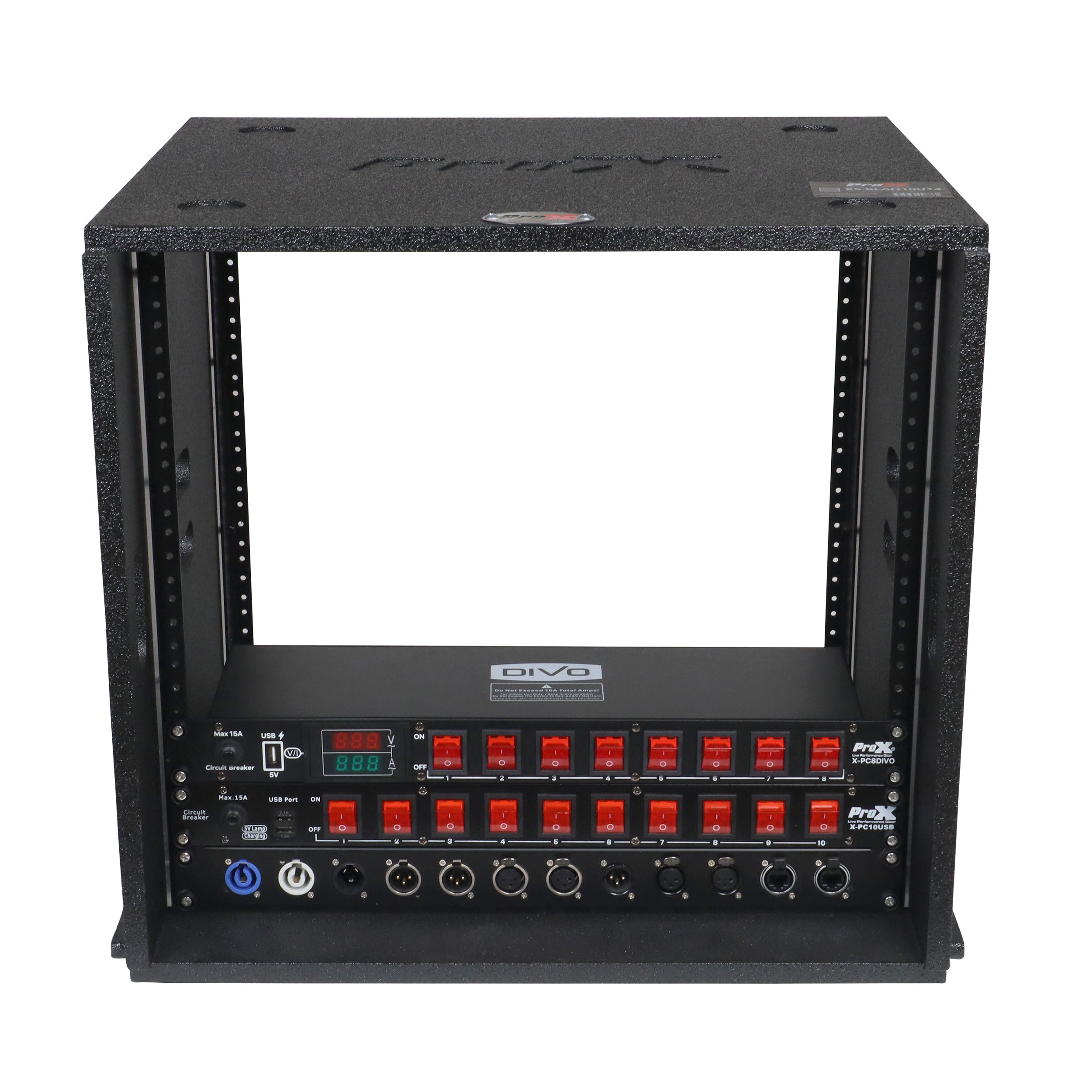 10U Rack Case 14" Deep Vertical Amp Rack Polyurea Coated  BLAQ Series