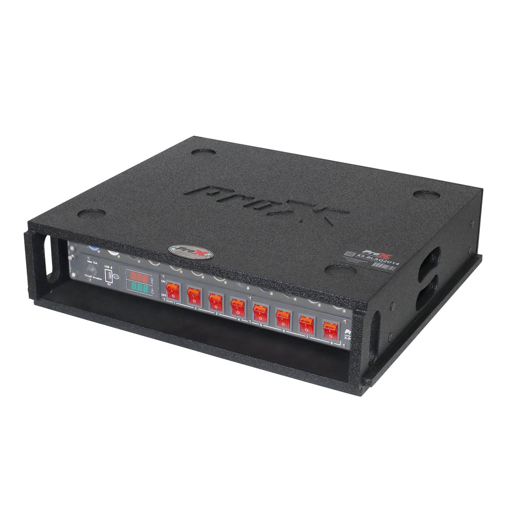 2U Rack Case 14" Deep Vertical Amp Rack Polyurea Coated  BLAQ Series