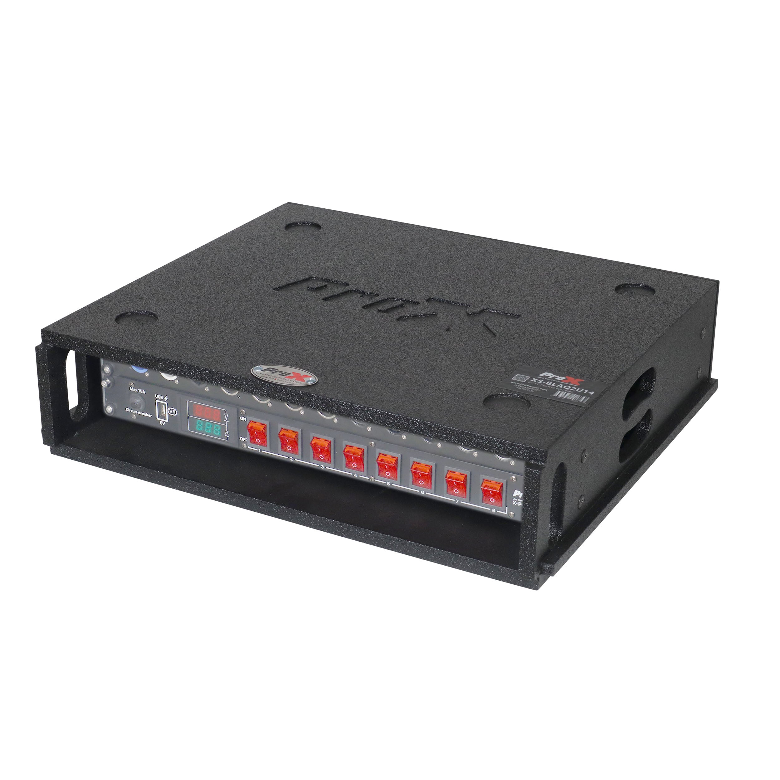 2U Rack Case 14" Deep Vertical Amp Rack Polyurea Coated  BLAQ Series