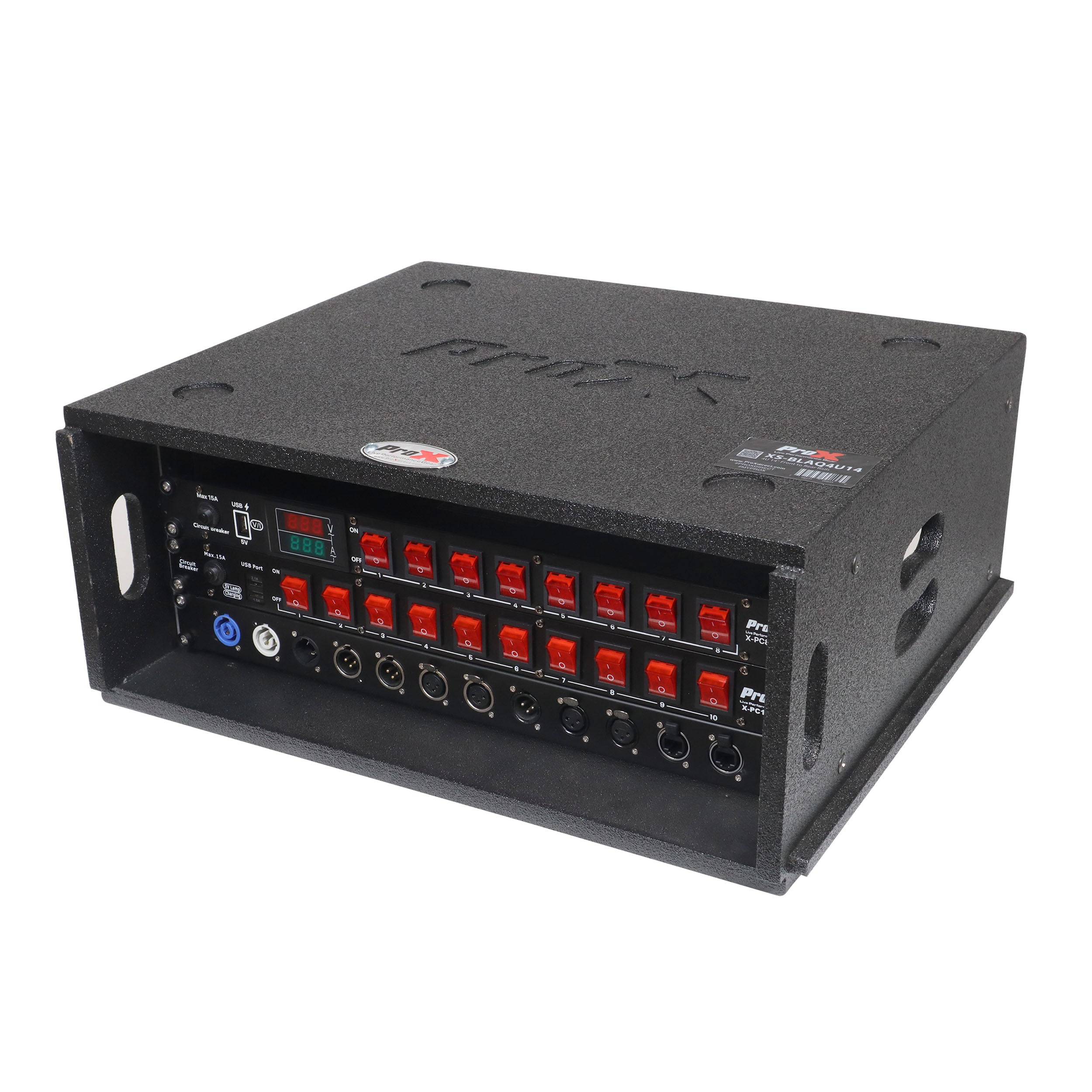 4U Rack Case 14" Deep Vertical Amp Rack Polyurea Coated  BLAQ Series