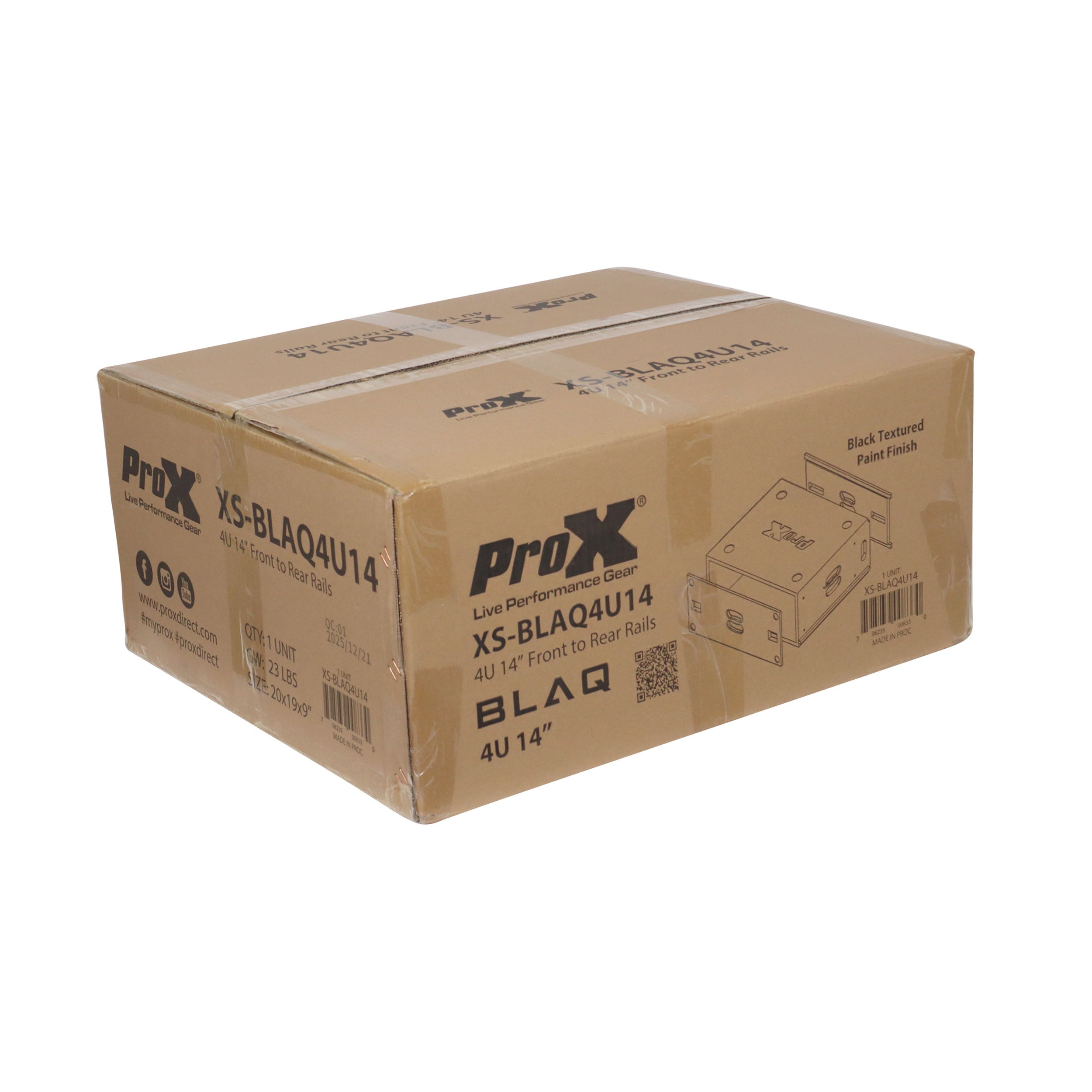 4U Rack Case 14" Deep Vertical Amp Rack Polyurea Coated  BLAQ Series