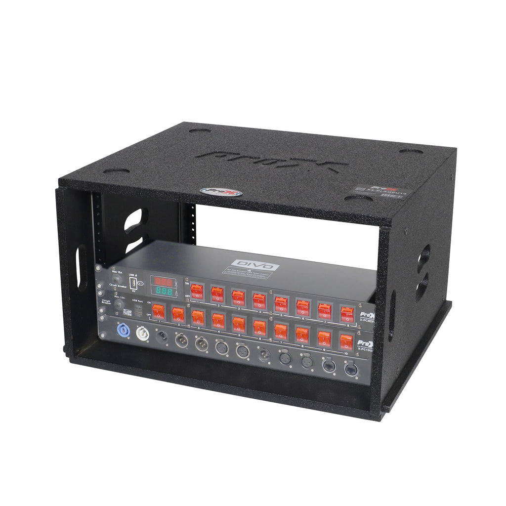 6U Rack Case 14" Deep Vertical Amp Rack Polyurea Coated  BLAQ Series