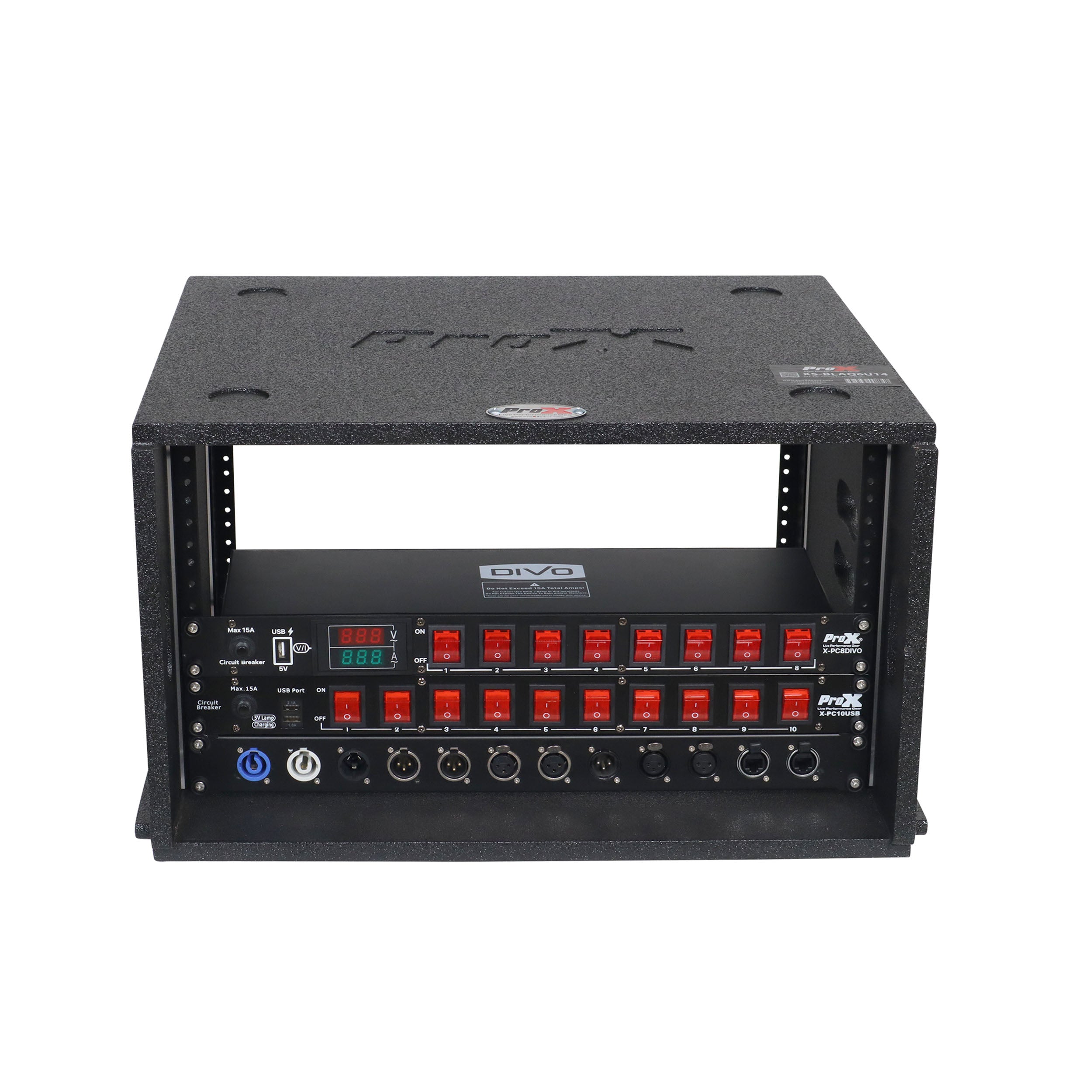 6U Rack Case 14" Deep Vertical Amp Rack Polyurea Coated  BLAQ Series
