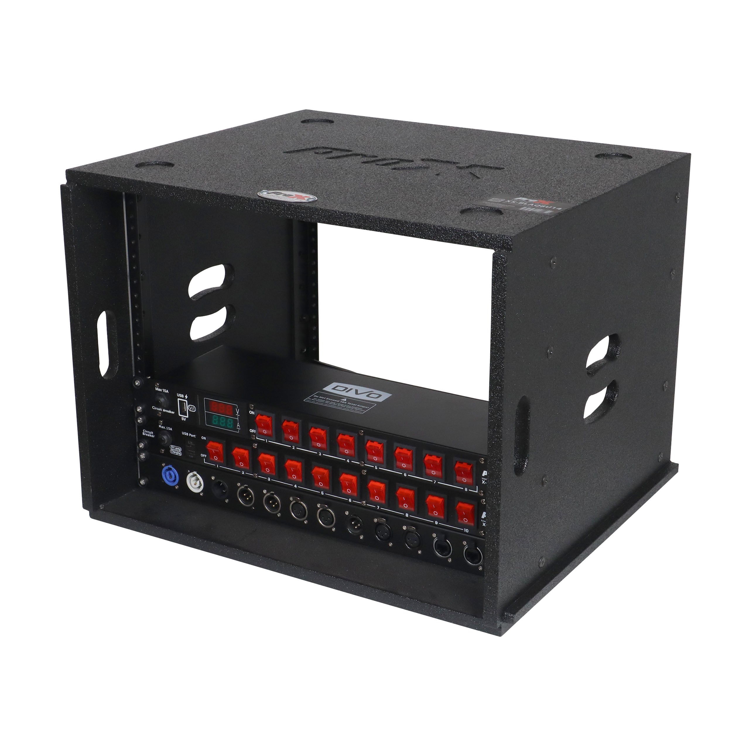 8U Rack Case 14" Deep Vertical Amp Rack Polyurea Coated  BLAQ Series