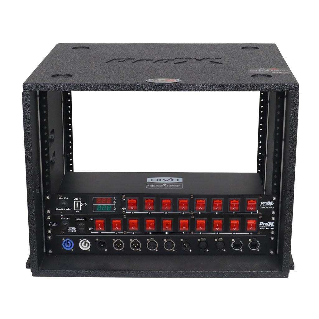 8U Rack Case 14" Deep Vertical Amp Rack Polyurea Coated  BLAQ Series