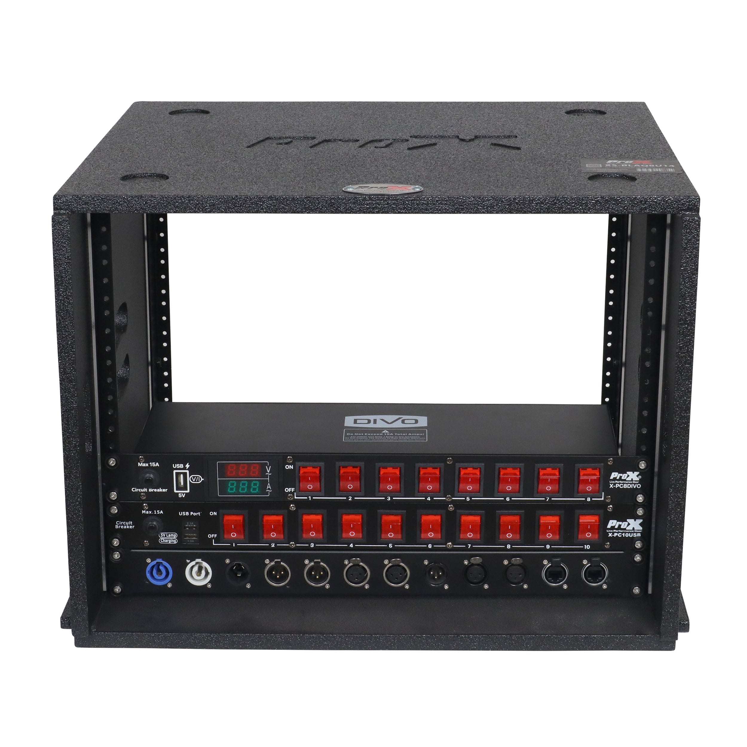 8U Rack Case 14" Deep Vertical Amp Rack Polyurea Coated  BLAQ Series