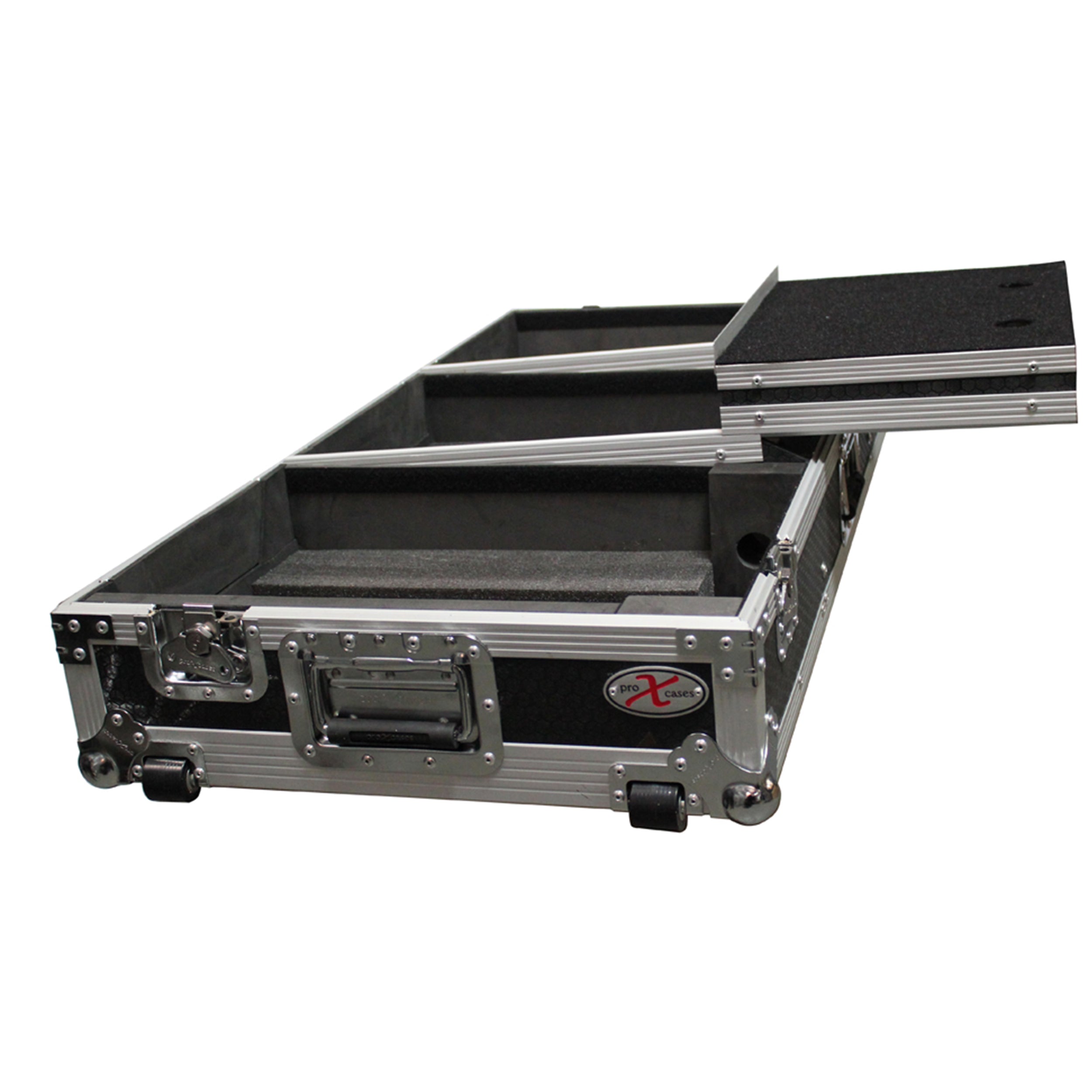Universal DJ Coffin Case for 10" Mixer & 2 (8.5-9.5") CD Players W/Laptop Shelf & Wheels