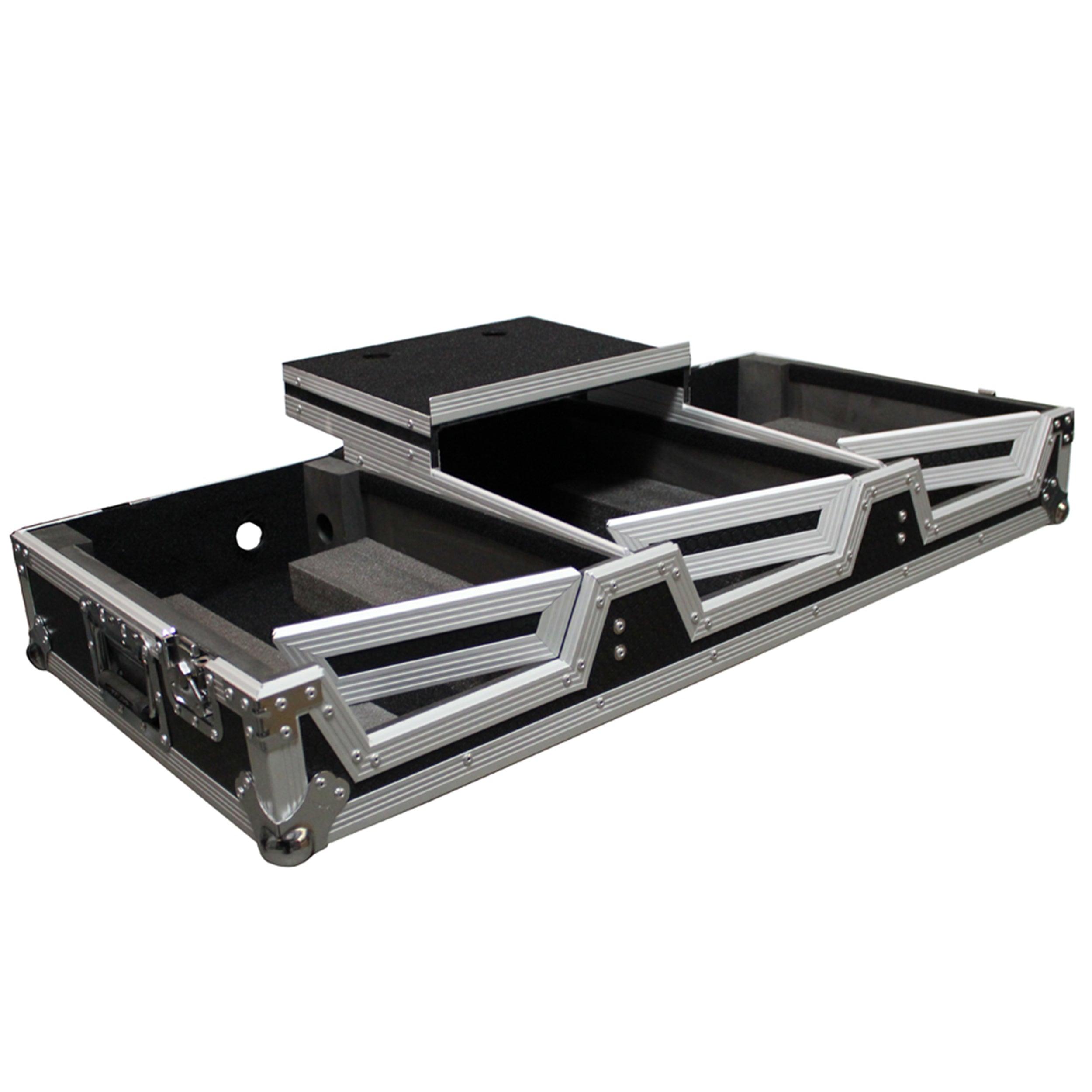 Universal DJ Coffin Case for 10" Mixer & 2 (8.5-9.5") CD Players W/Laptop Shelf & Wheels