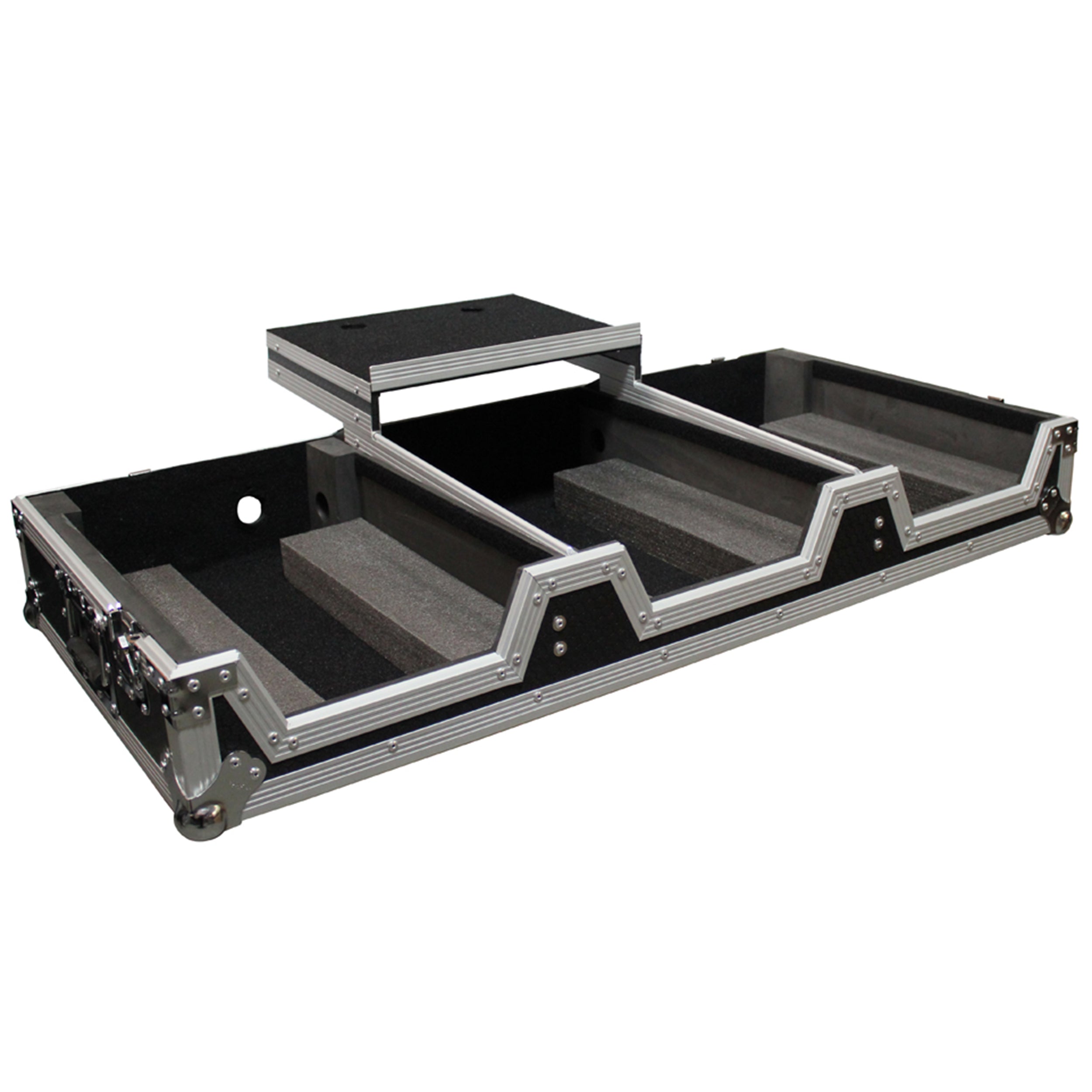 Universal DJ Coffin Case for 10" Mixer & 2 (8.5-9.5") CD Players W/Laptop Shelf & Wheels
