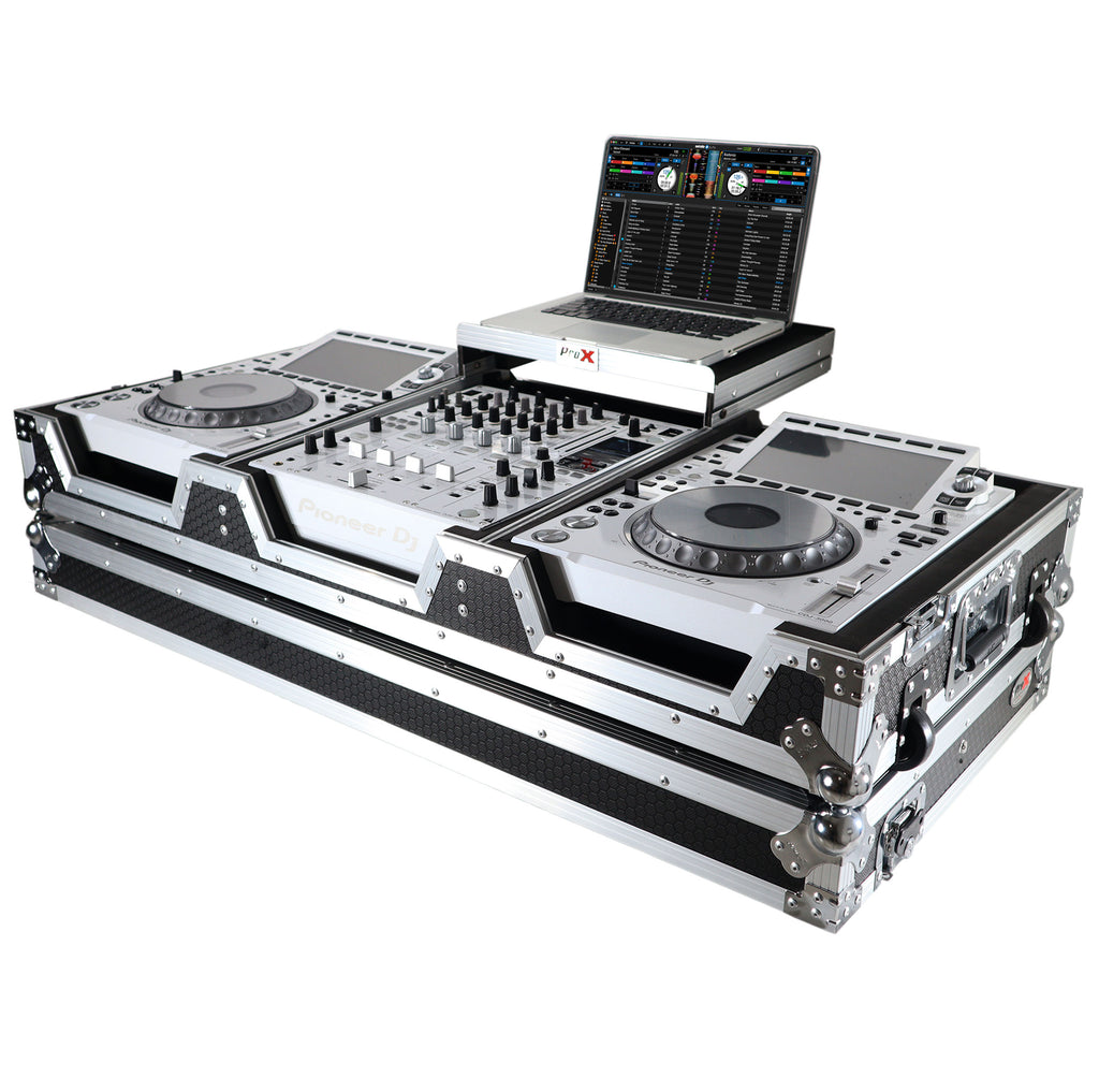 Flight Case DJ Coffin for Pioneer Mixer DJM-900NXS2  and 2 CDJ-3000 W-Wheels and Laptop Shelf