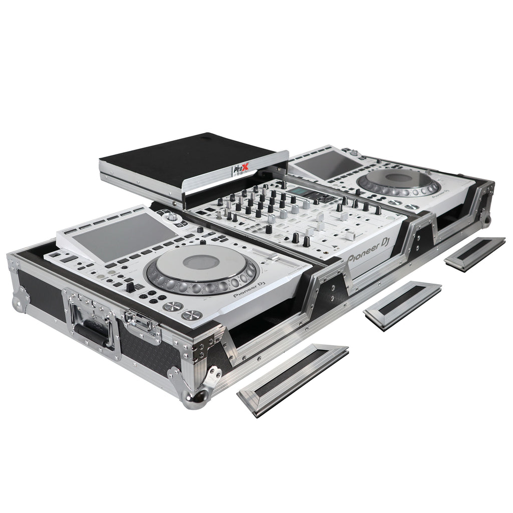 Flight Case DJ Coffin for Pioneer Mixer DJM-900NXS2  and 2 CDJ-3000 W-Wheels and Laptop Shelf