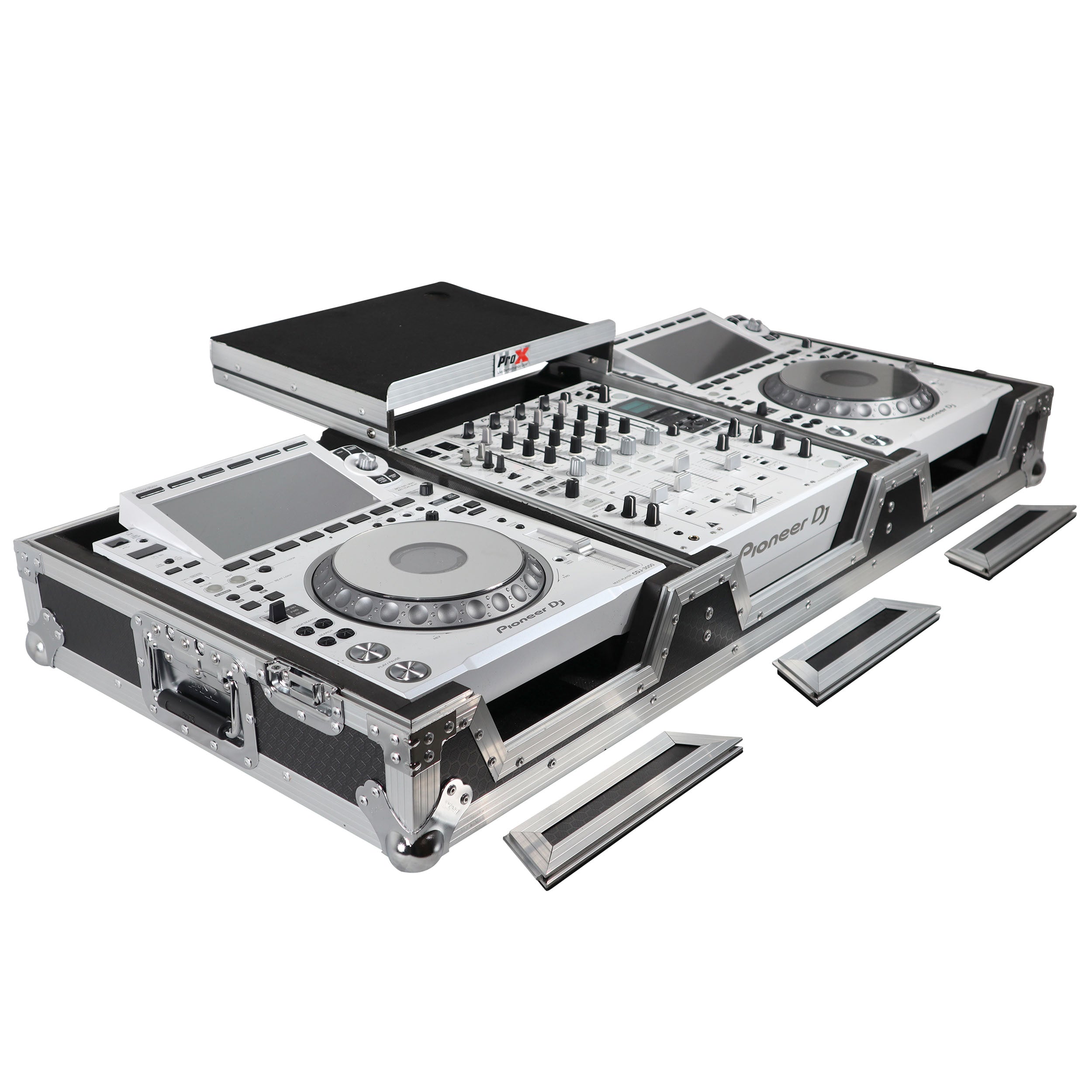 Flight Case DJ Coffin for Pioneer Mixer DJM-900NXS2  and 2 CDJ-3000 W-Wheels and Laptop Shelf