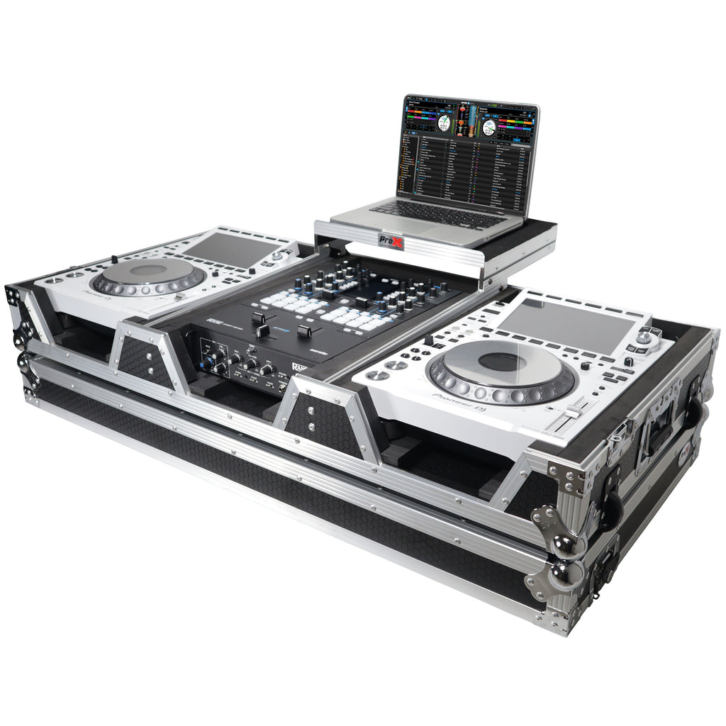 Flight Case DJ Coffin for Pioneer Mixer DJM-900NXS2  and 2 CDJ-3000 W-Wheels and Laptop Shelf