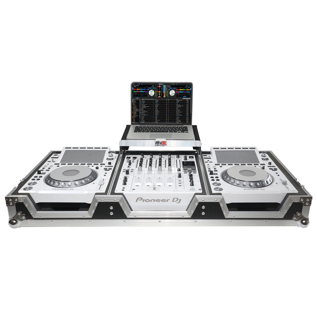 Flight Case DJ Coffin for Pioneer Mixer DJM-900NXS2  and 2 CDJ-3000 W-Wheels and Laptop Shelf