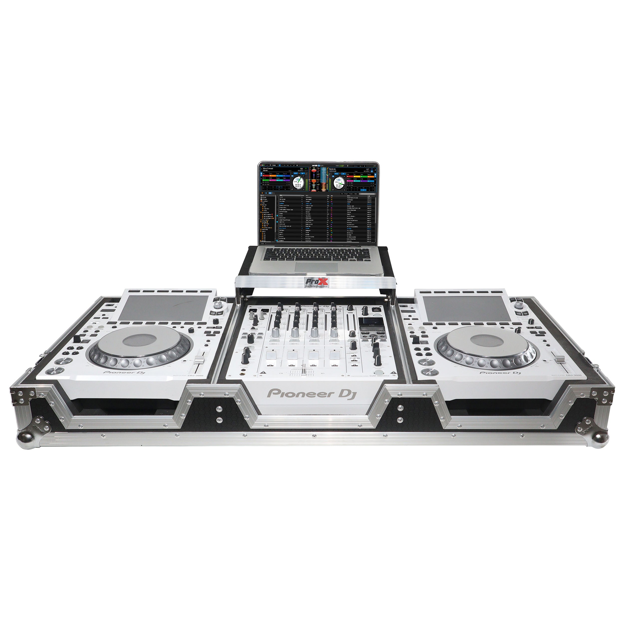Flight Case DJ Coffin for Pioneer Mixer DJM-900NXS2  and 2 CDJ-3000 W-Wheels and Laptop Shelf