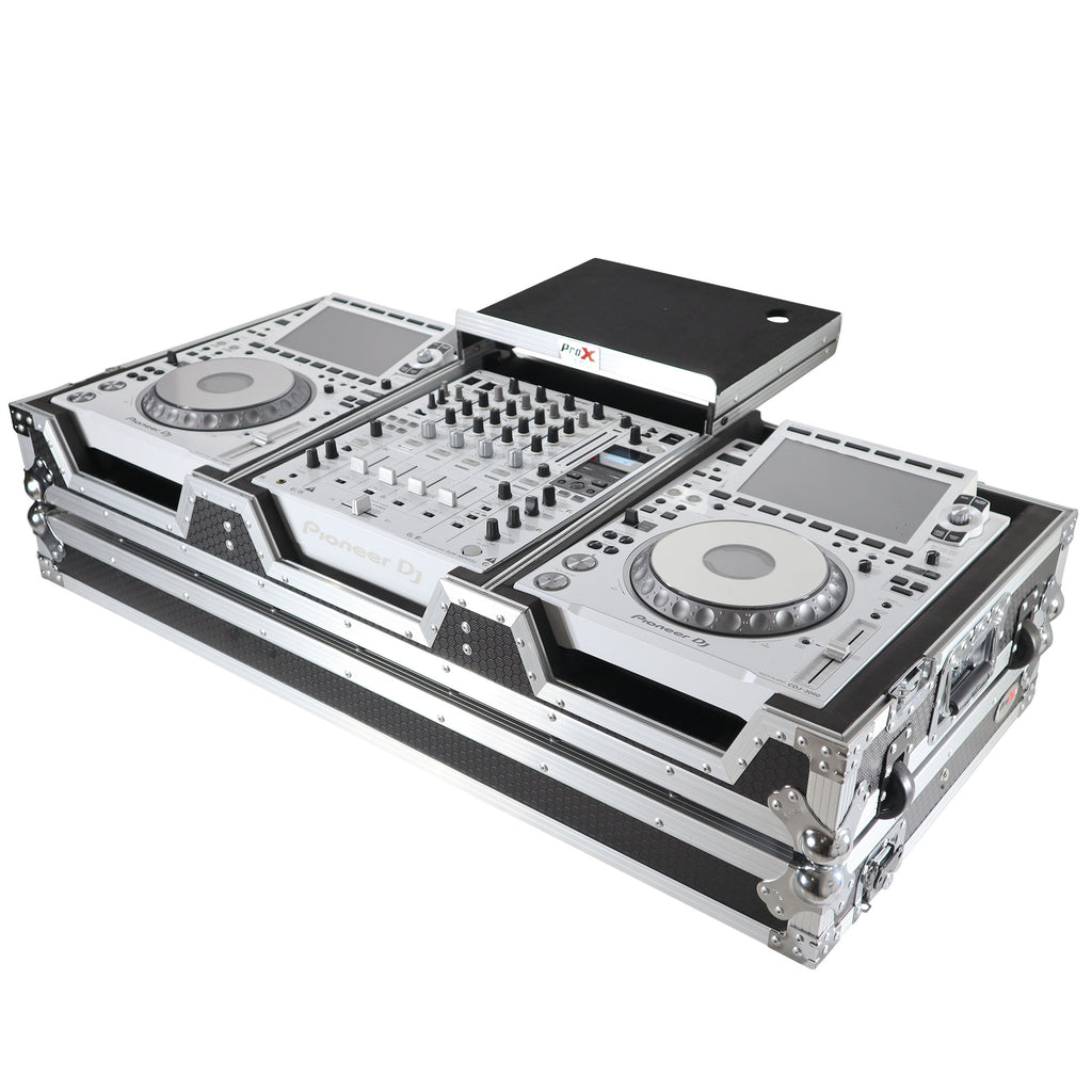 Flight Case DJ Coffin for Pioneer Mixer DJM-900NXS2  and 2 CDJ-3000 W-Wheels and Laptop Shelf