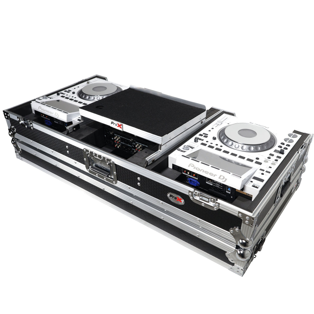 Flight Case DJ Coffin for Pioneer Mixer DJM-900NXS2  and 2 CDJ-3000 W-Wheels and Laptop Shelf