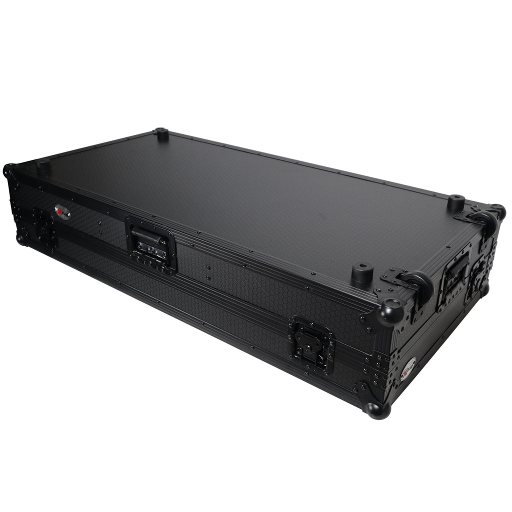 DJ Coffin Case for Pioneer  2X CDJ-3000 CD  and  DJM-900NXS2 Mixer W/Wheels & Laptop Shelf (Black on Black)