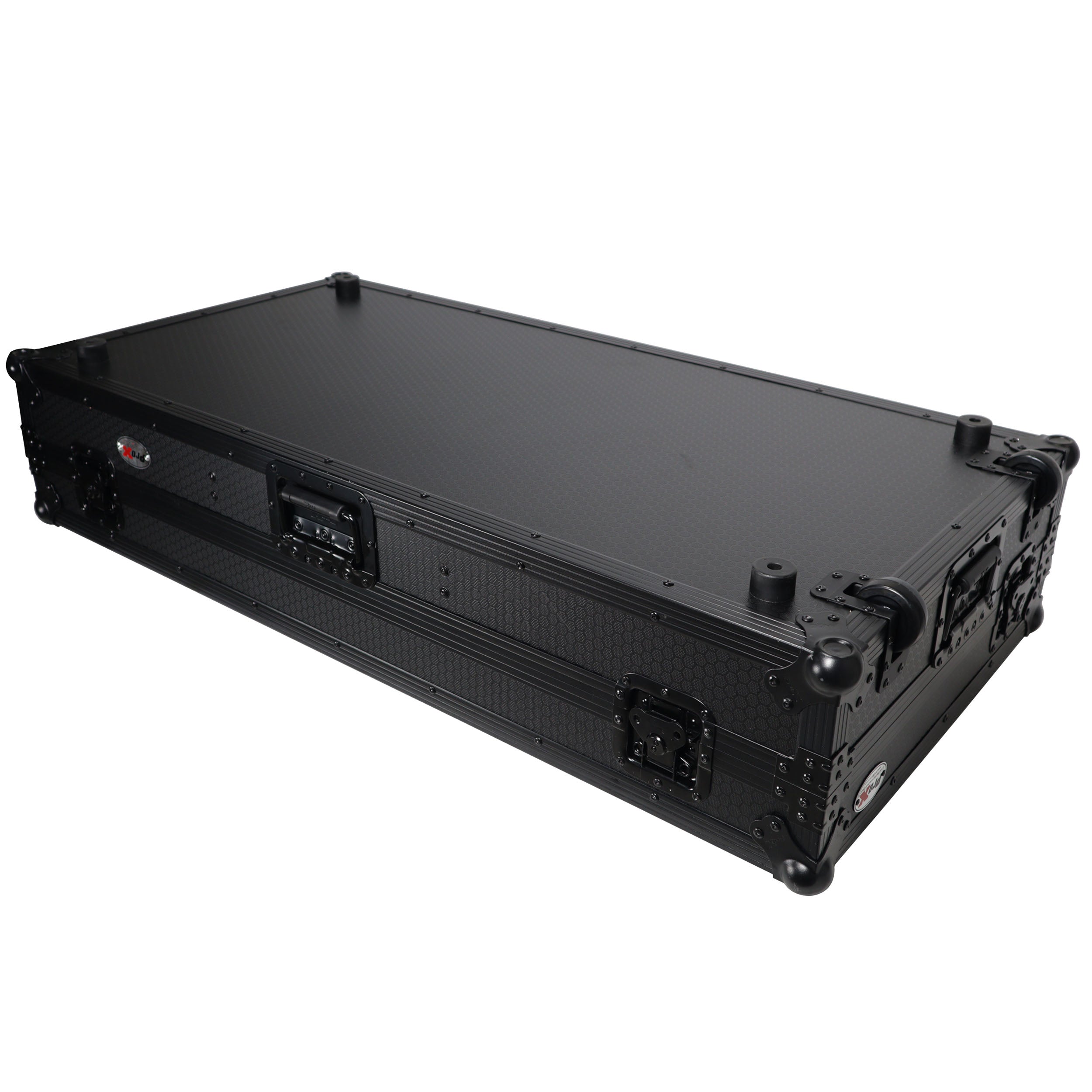 DJ Coffin Case for Pioneer  2X CDJ-3000 CD  and  DJM-900NXS2 Mixer W/Wheels & Laptop Shelf (Black on Black)